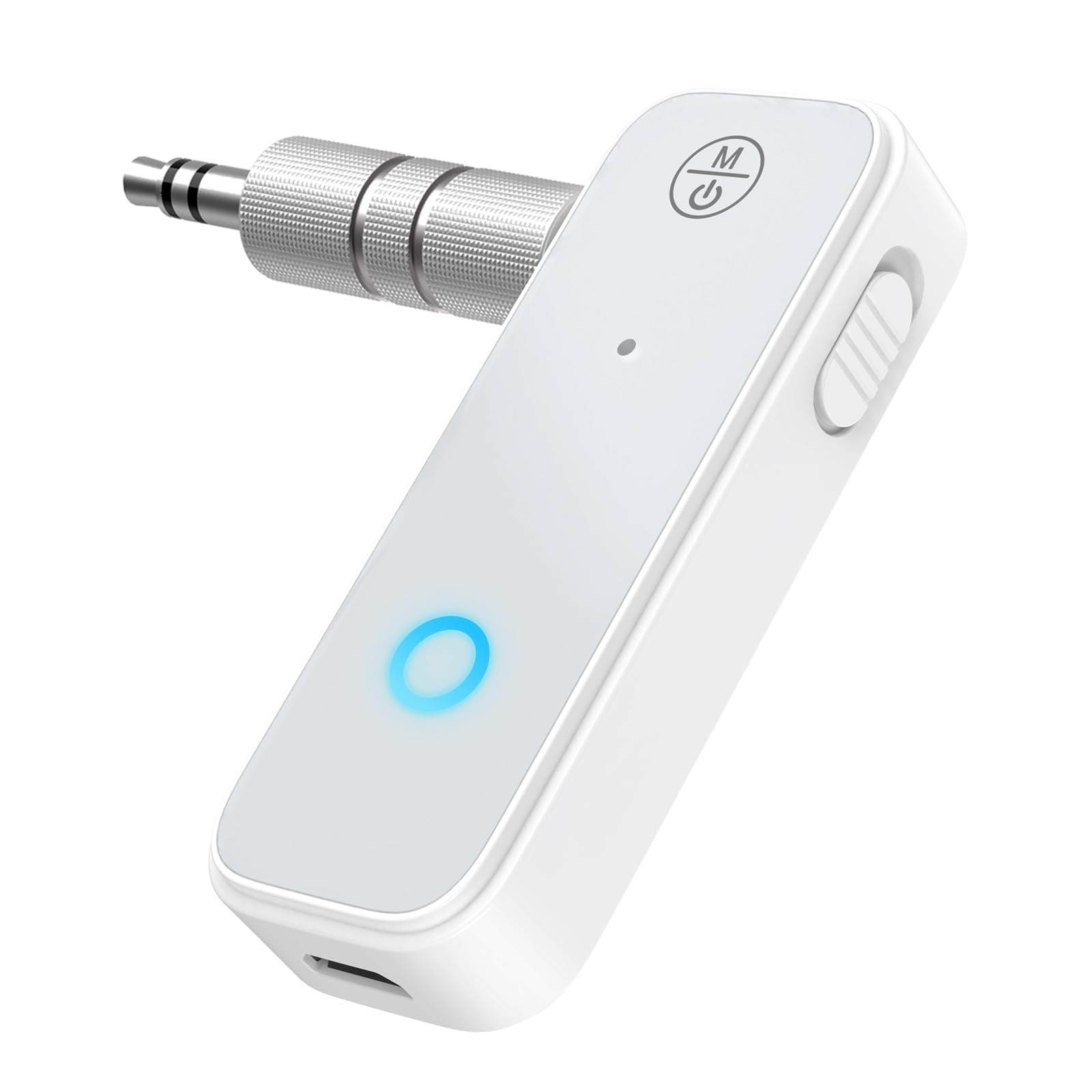 2-in-1 Bluetooth 5.0 Car Adapter with AUX - Wireless Transmitter & Receiver for Hands-Free Calls & Music Streaming | Noise Cancelling 3.5mm Aux Bluetooth Car Kit for Home Stereo, Headphones, Car Audio System | Easy Connect & Compact Design (White) - Perfect for Commuting, Road Trips & Home Entertainment