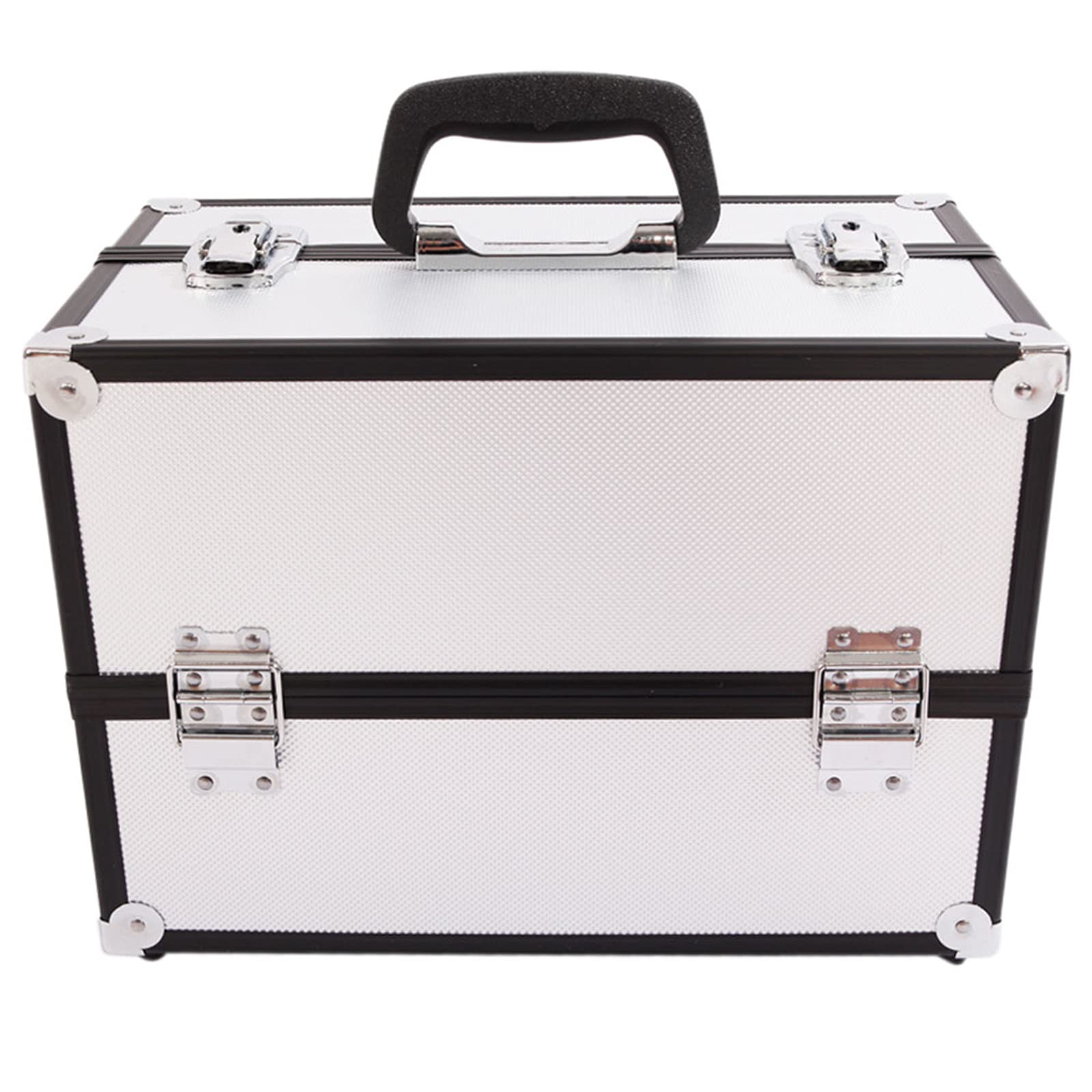 Professional Aluminum Alloy Cosmetic Case with Lock & Key - Portable Makeup Storage Box for Travel, Jewelry Organizer, Silver (Ideal for Makeup Artists, Travelers & Home Use)