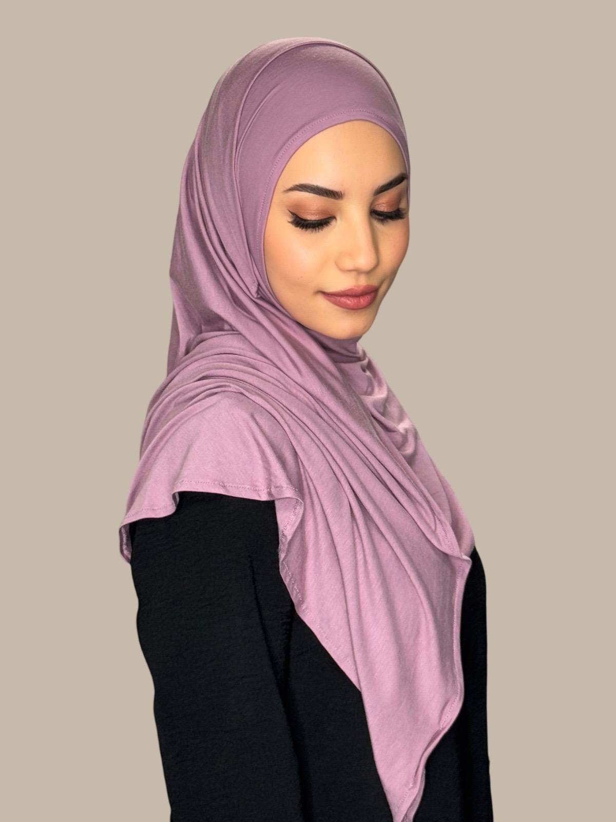 Pre-Sewn Jersey Hijab in Khaki Rose - Soft & Comfortable Muslim Headscarf for Everyday Wear, Prayer, and Modest Fashion