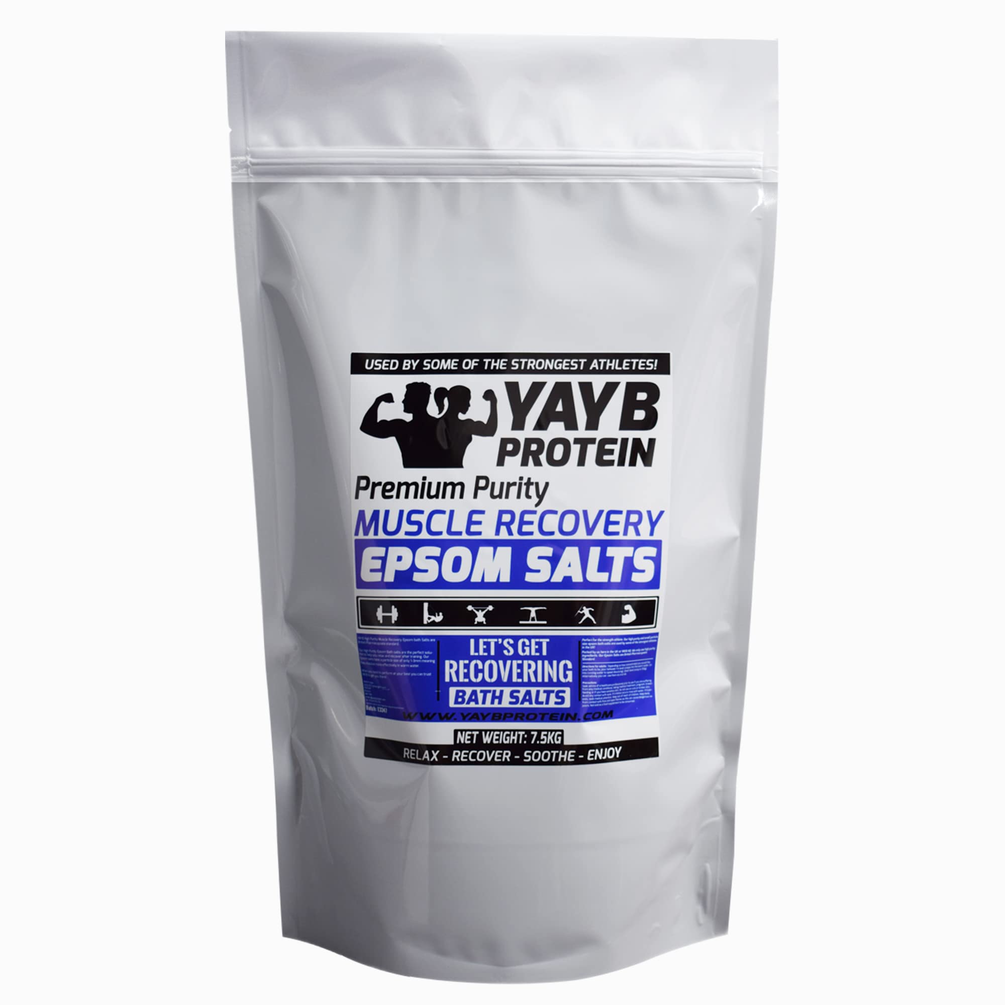 YAYB Premium Pure Epsom Salt for Bath - Magnesium Sulfate Crystals for Relaxation, Muscle Recovery & Detox - 50kg Resealable Bag - Ideal for Spa, Home Bath & Foot Soak