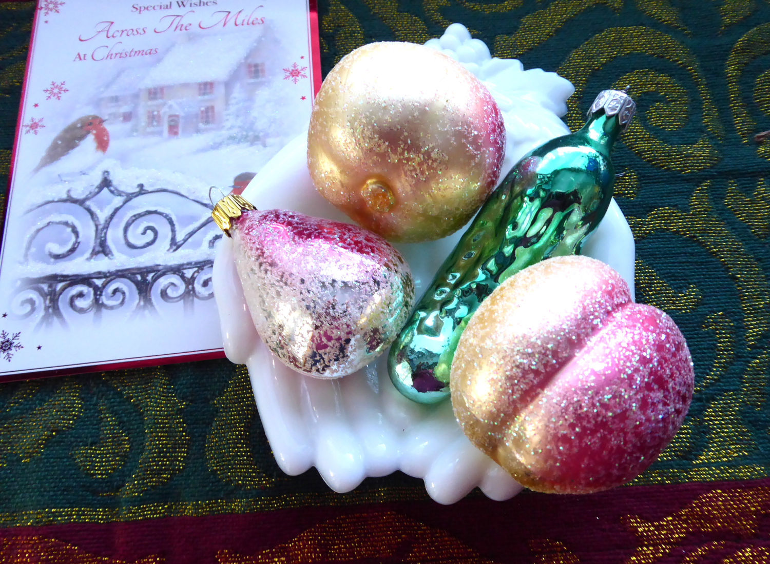 Vintage West Germany Blown Glass Christmas Tree Ornaments Set - 3 Fruit & Pickle Figurals for Holiday Decor & Collectibles | Perfect for Xmas Tree, Gift Exchange & Festive Home Decoration