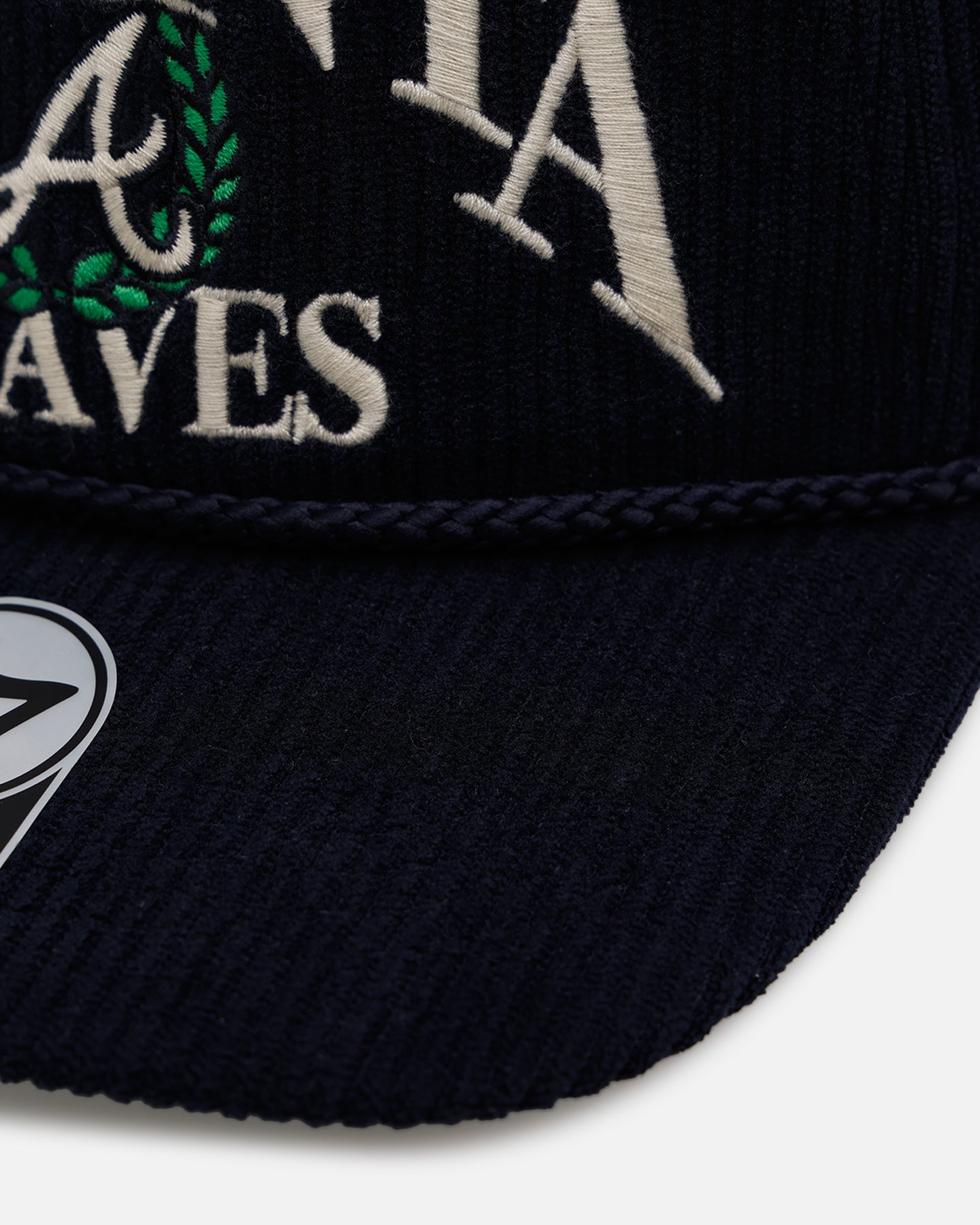 47 Brand Atlanta Braves 'Pitchout' 47 Hitch Corduroy Snapback Hat - Navy Blue Baseball Cap for Men & Women - Perfect for Games, Casual Wear & Braves Fan Collection