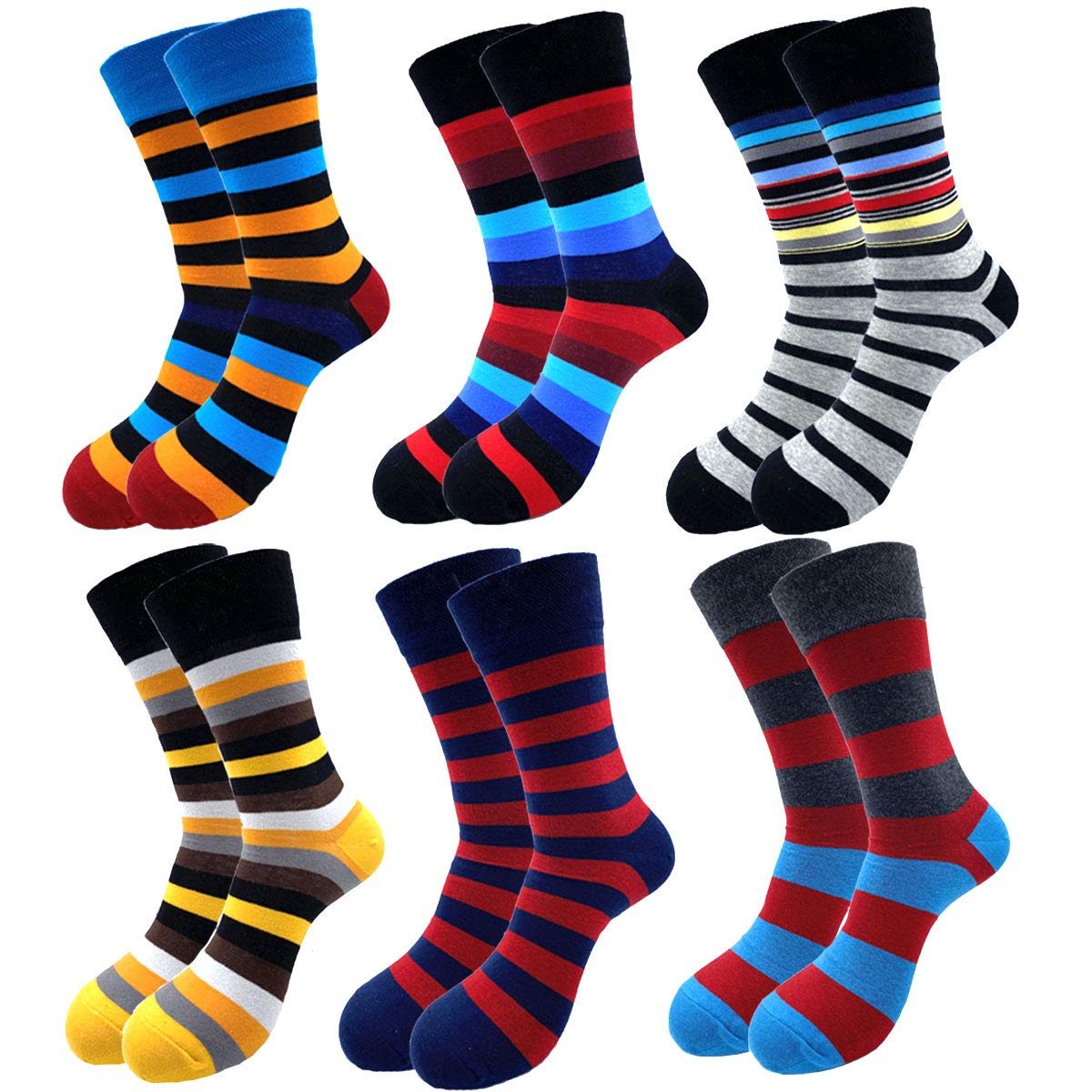 Men's Funny Novelty Socks - Colorful Cotton Crew Socks Pack with Artistic Designs | Perfect for Gifts, Costumes & Casual Wear