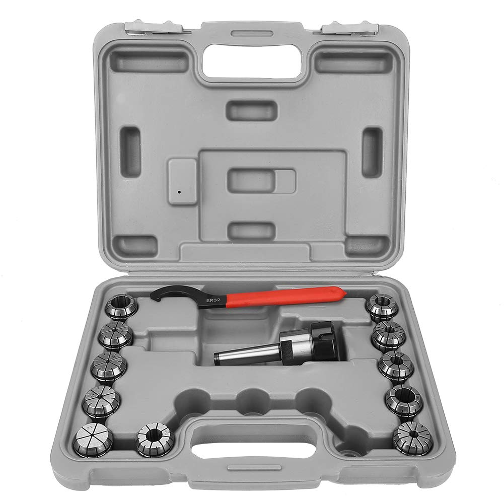 High Precision ER32 Collet Chuck Set with Box for CNC Engraving & Milling Machines - Includes MT2 Shank Holder, Wrench & Spring Collets - Perfect for Metalworking, Woodworking & Precision Machining