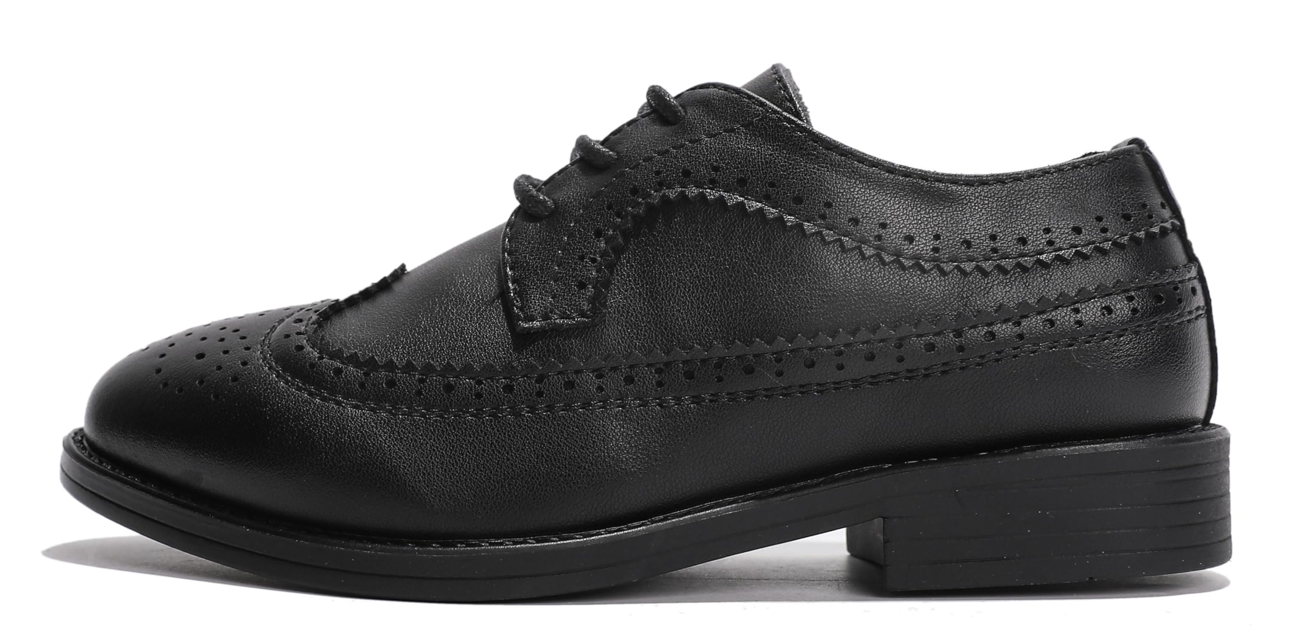 kkdom Boys & Girls Oxford Dress Shoes - Leather Wingtip Lace-Up Formal Shoes for School, Wedding & Special Occasions