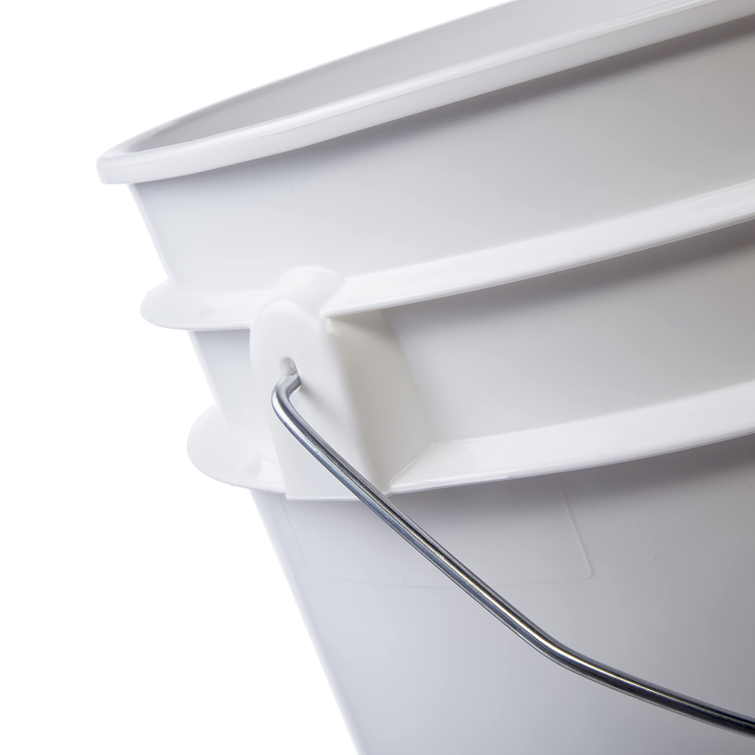 **Premium 3.5 Gallon White Bucket with Spouted Lid – 4 Pack – Durable & Leak-Proof for Home, Garden, and DIY Projects**    *(Use Cases: Perfect for paint mixing, gardening, cleaning supplies storage, and construction projects.)*
