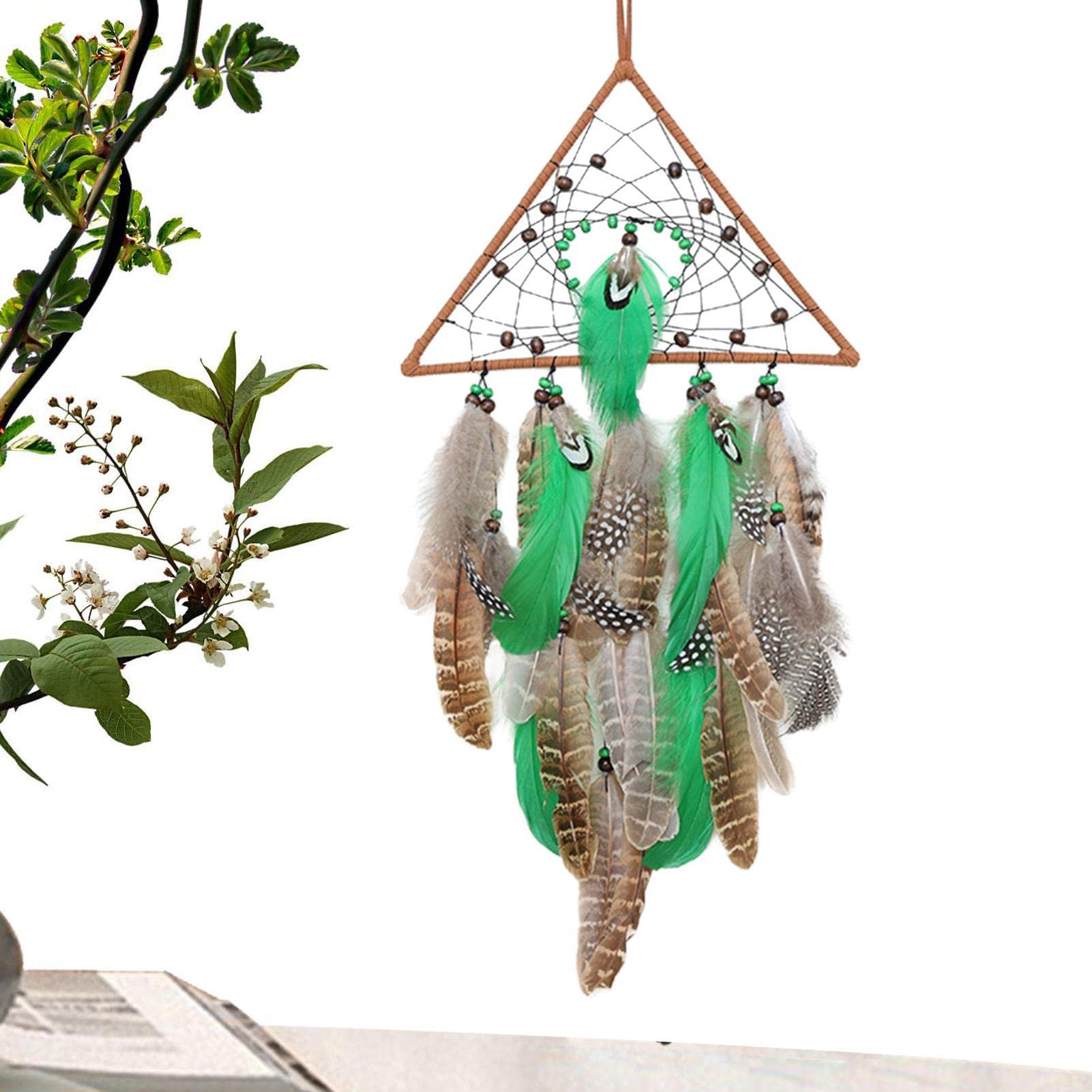 Handmade Indian Style Feather Dream Catcher for Girls - Authentic Wall Hanging Decor for Bedroom, Nursery & Home Decor | Perfect for Spiritual Protection, Boho Chic Room Aesthetic & Baby Shower Gifts