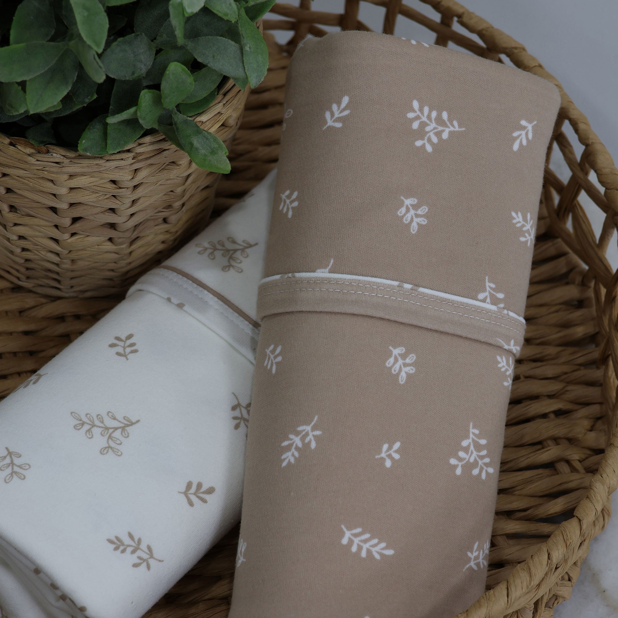 Organic Cotton 2-Pack Jersey Swaddle Wraps for Newborns - Soft & Breathable Baby Swaddling Blankets (Chestnut) - Perfect for Nursery, Baby Shower Gifts & Sleep Time