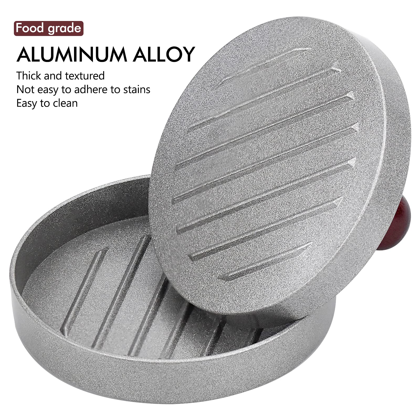 Stainless Steel Burger Press with 100 Patty Papers - 2 Pack 11.5cm Hamburger Patty Maker for BBQ, Grilling, Picnics & Backyard Parties - Perfect for Making Juicy Homemade Burgers & Meat Patties