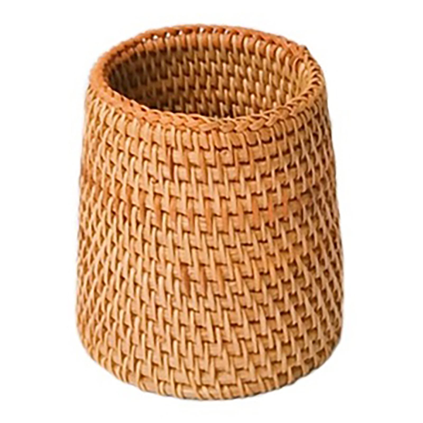 Natural Rattan Pencil Holder & Makeup Brush Organizer - Wicker Pen Cup for Desk, Home & Office Organization | Perfect for Makeup Brushes, Pens, Utensils & Office Supplies