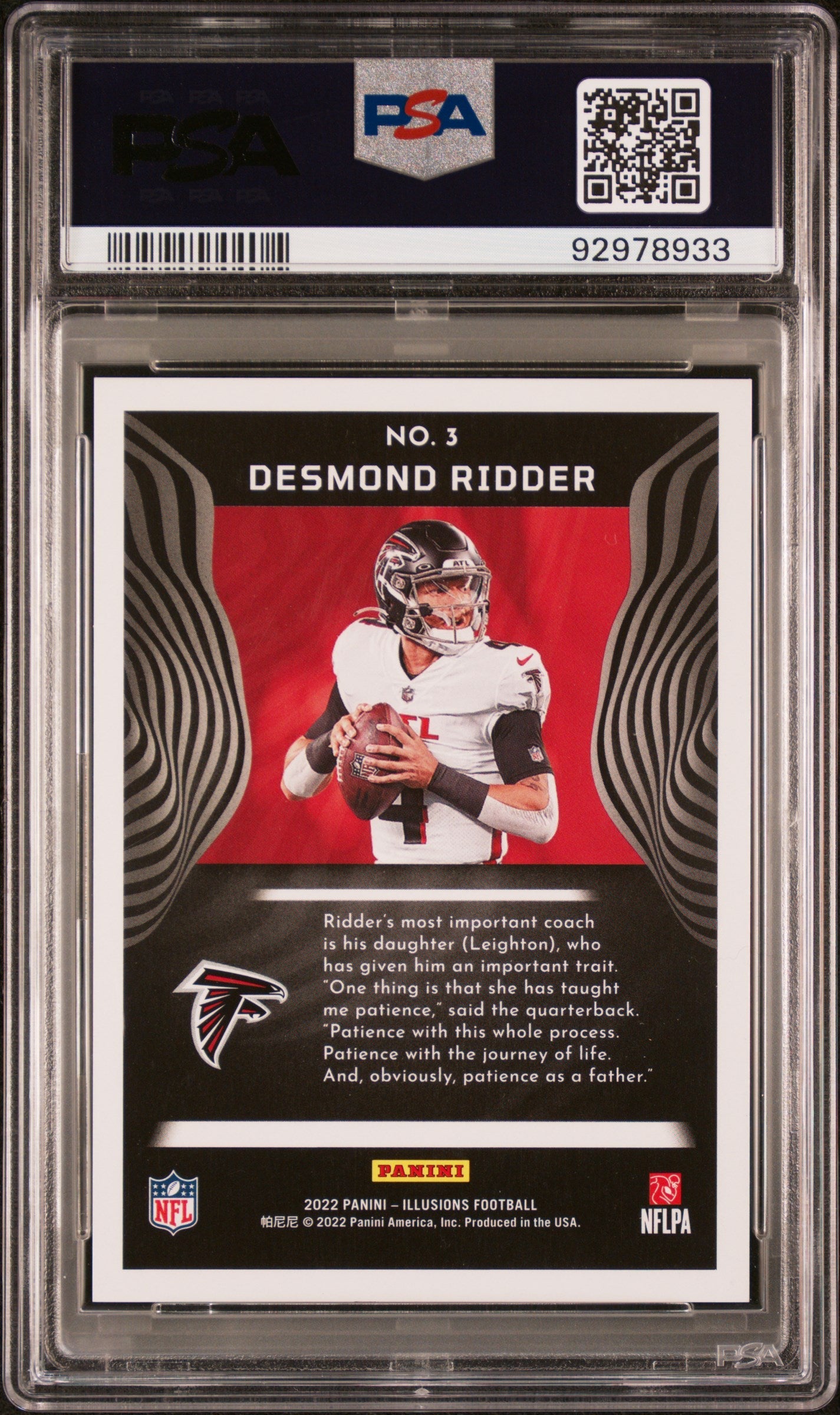 2022 Panini Illusions Desmond Ridder Rookie Card PSA 10 Gem Mint - Platinum Parallel 08/35 #3 | Football Trading Card for Collectors & Investors | Perfect for Display, Gifts, and Fantasy Sports Enthusiasts