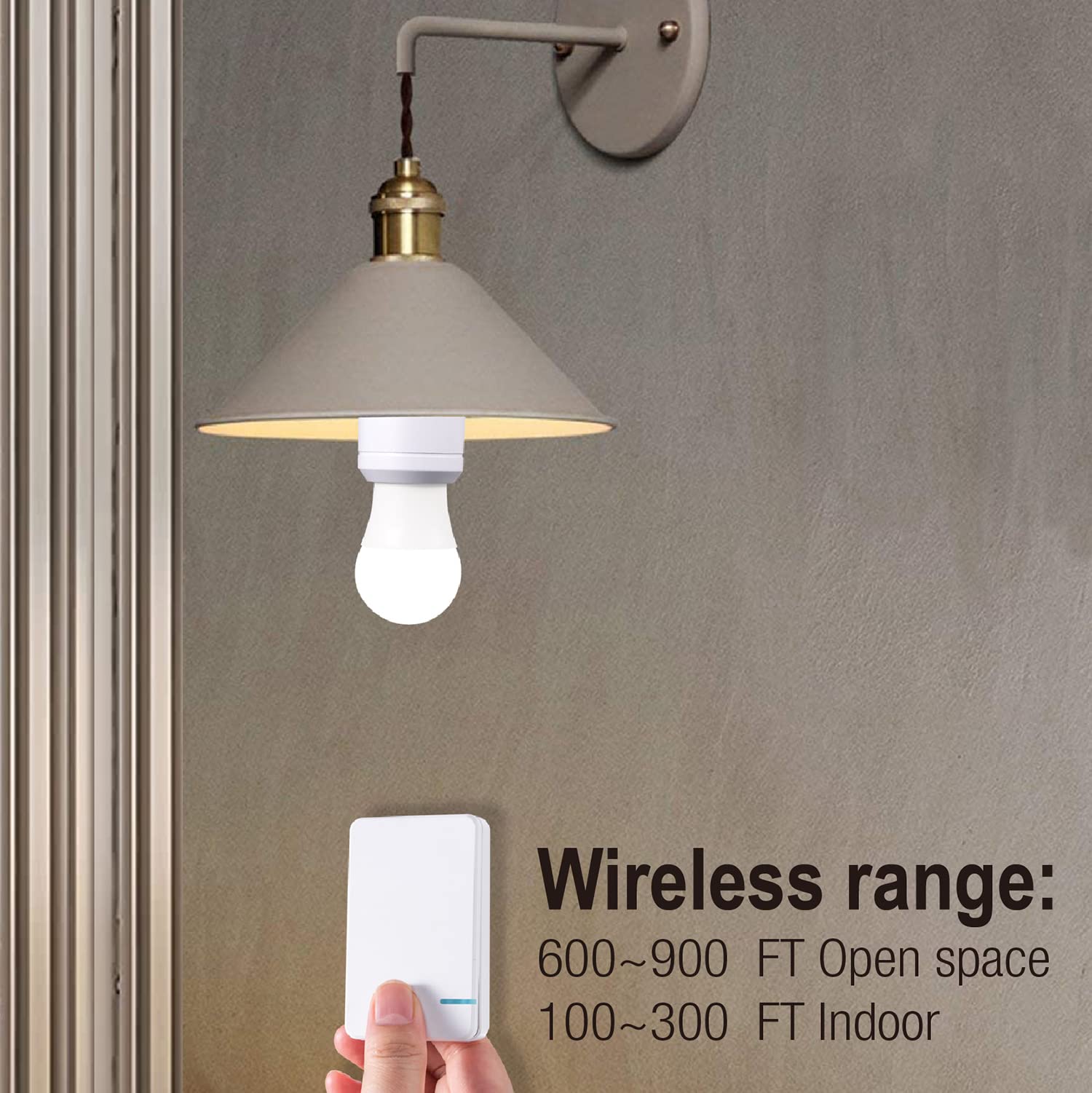 Thinkbee Wireless Remote Control Light Socket Kit - E26 E27 Bulb Base Holder, Screw-in Lamp Socket for Pull Chain Ceiling Lights (No Wiring Needed) - Perfect for Bedroom, Living Room & Staircase Lighting