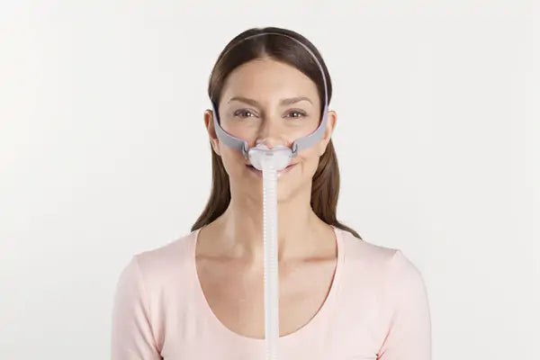Women's Nasal Pillow CPAP Mask with Headgear & Fit Pack - Comfortable Sleep Solution for Sleep Apnea & Snoring Relief - Perfect for Home & Travel Use