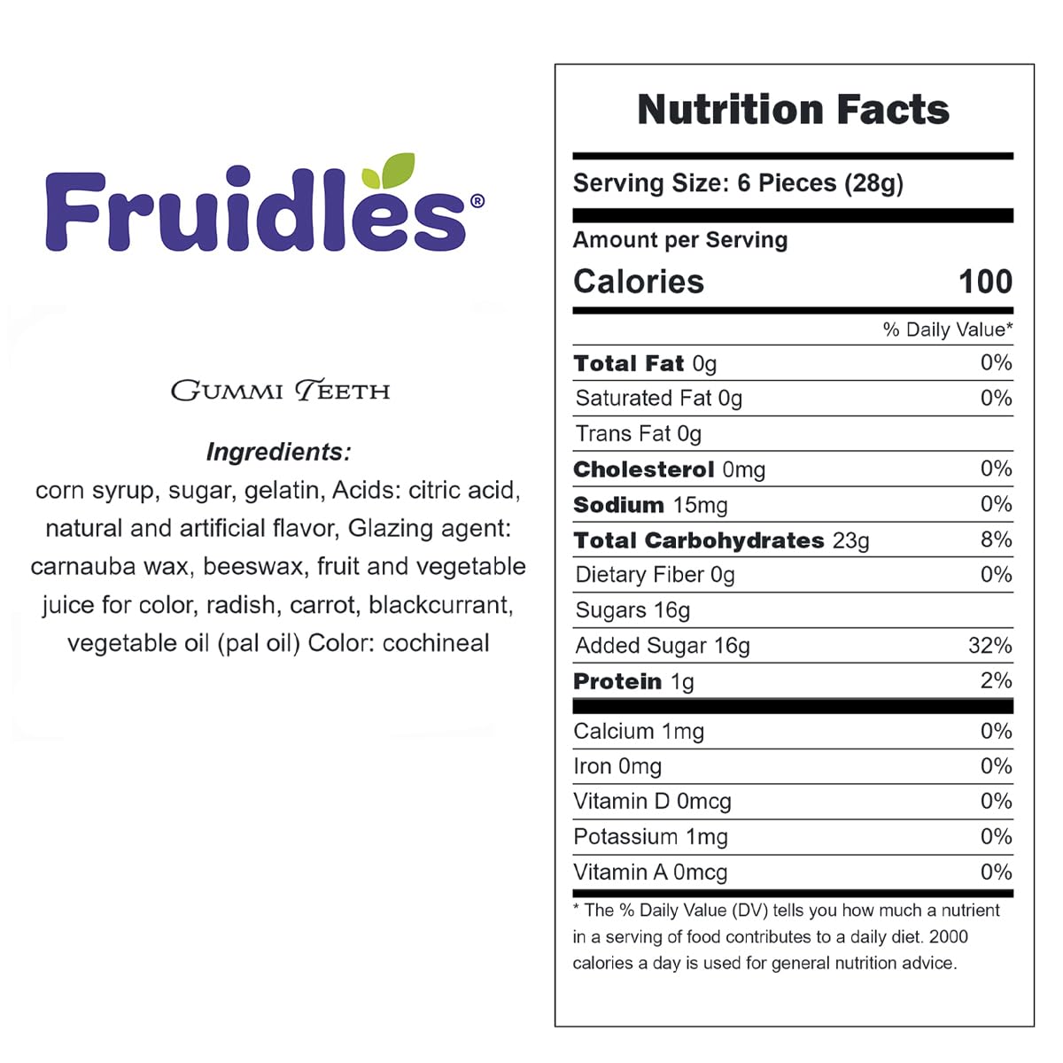 Fruidles Gummy Teeth Candy - 2lb Bulk Bag of Delicious Fruit Flavored Chewy Gummies for Halloween, Parties & Movie Night Snacks