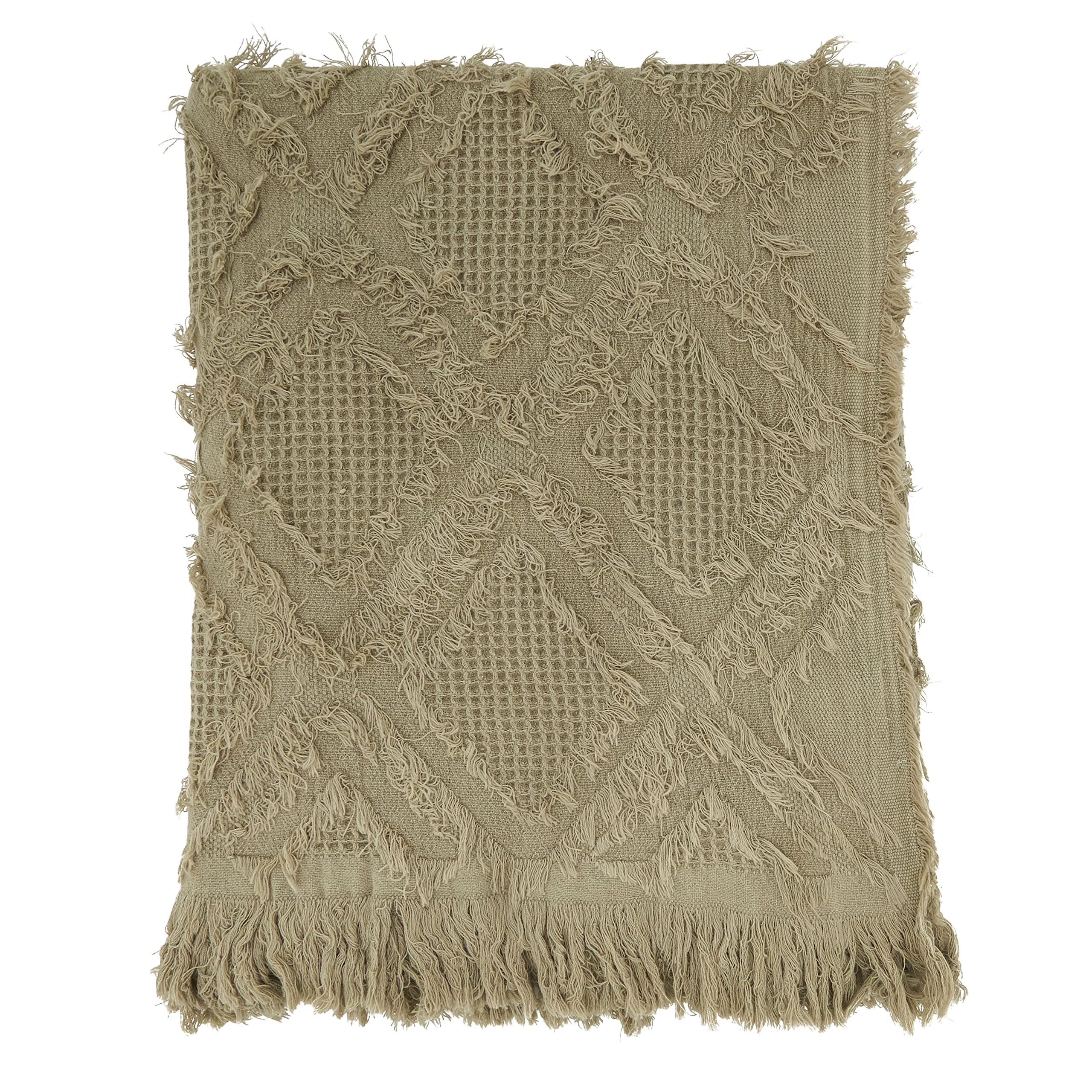 SARO LIFESTYLE Fringe Waffle Weave Throw Blanket - Soft Cozy Knit Blanket for Couch, Bed & Sofa - Perfect for Home Decor, Gift Giving and Winter Warmth