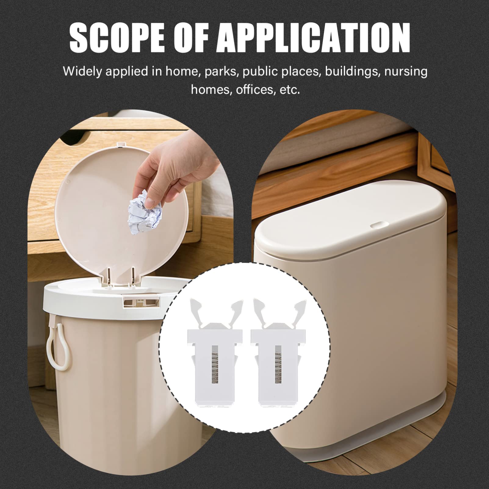 ARTIBETTER 50pcs Universal Self-Locking Trash Can Lid Clips - White Garbage Bin Lock Replacement Accessories for Kitchen, Bathroom & Office Waste Baskets