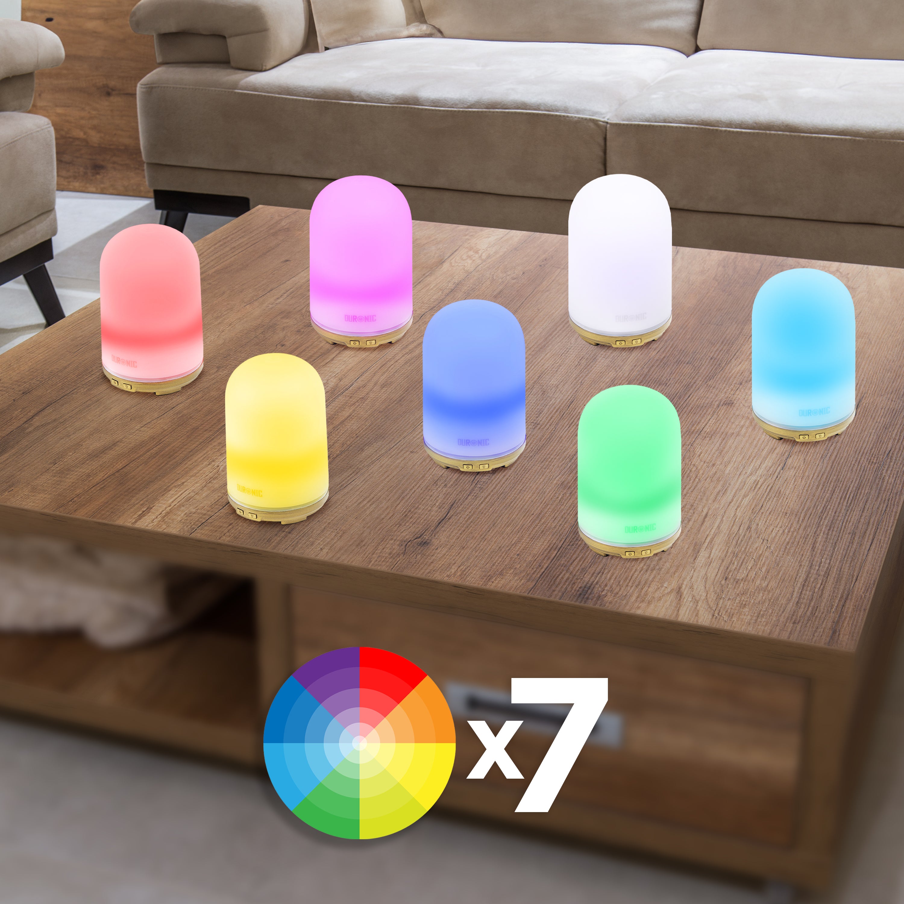 Duronic AD11 100ml Ultrasonic Essential Oil Diffuser - Compact Aromatherapy Device with 7 Color LED Lights for Home, Office, Bedroom & Spa | Perfect for Relaxation, Sleep & Air Humidification
