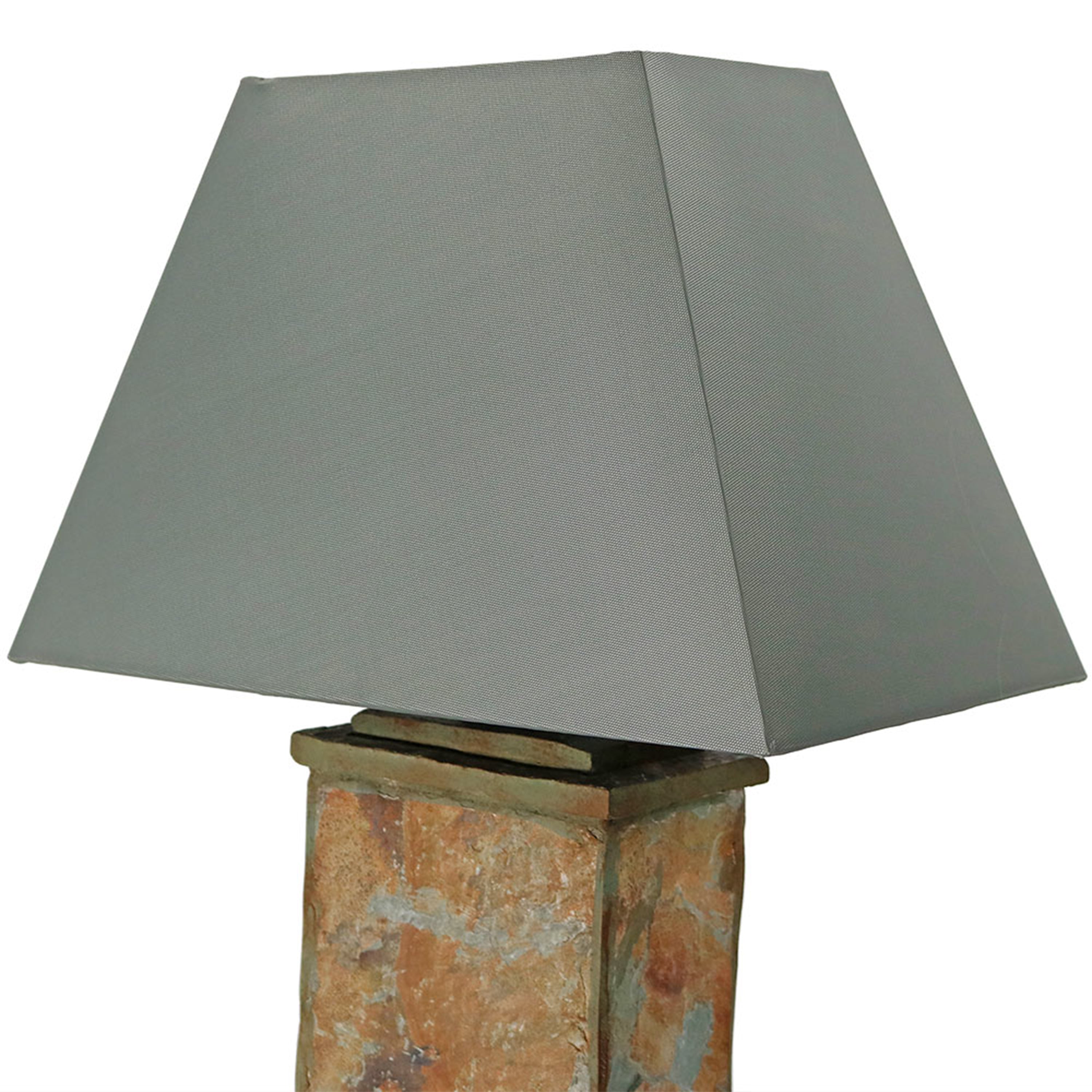Sunnydaze 24 Inch Outdoor Table Lamp with Gray Cotton Lampshade & Stone Base - Perfect for Patio, Garden, Deck, and Porch Lighting