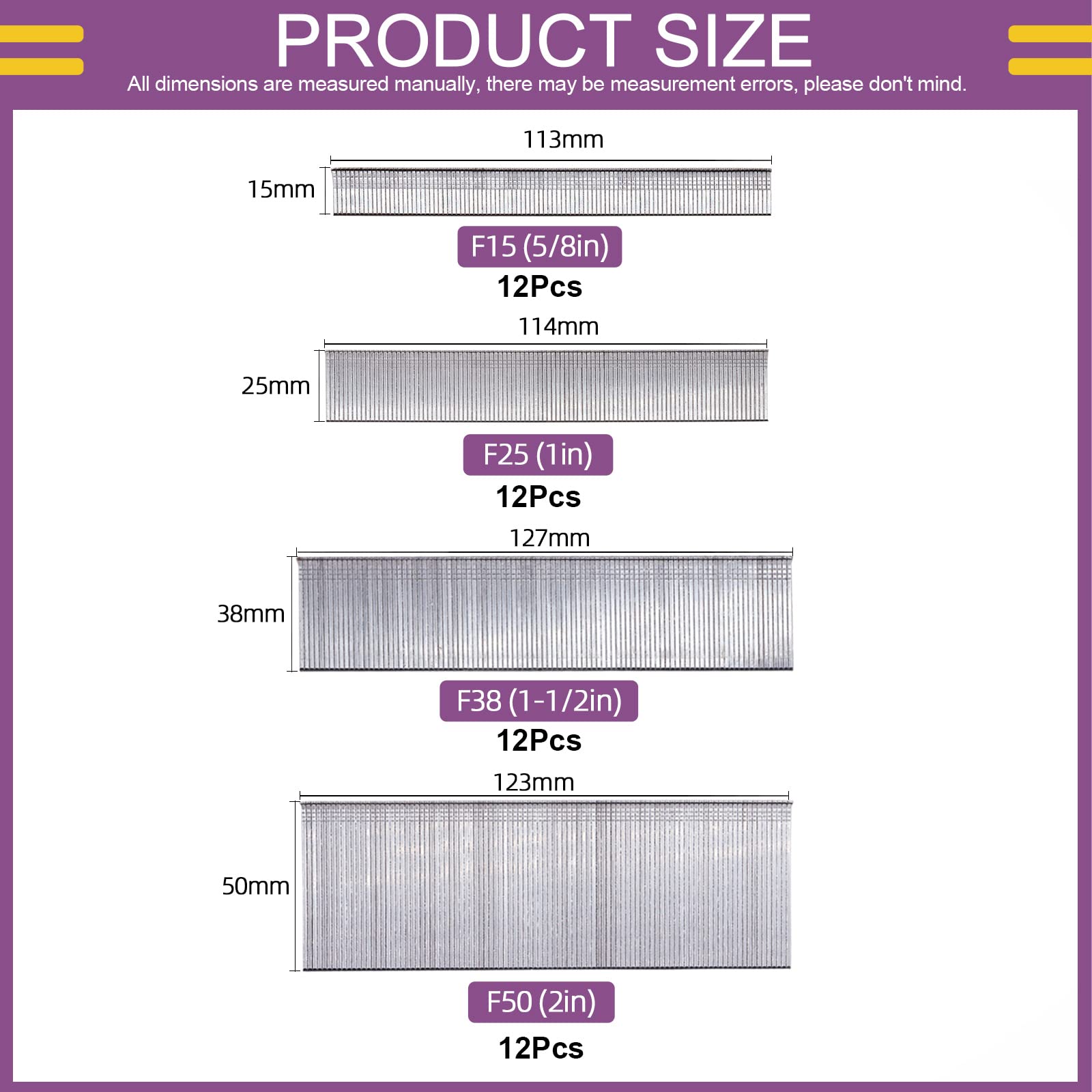 Swpeet 4800-Piece Galvanized Brad Nails Assortment Kit - 4 Sizes (5/8