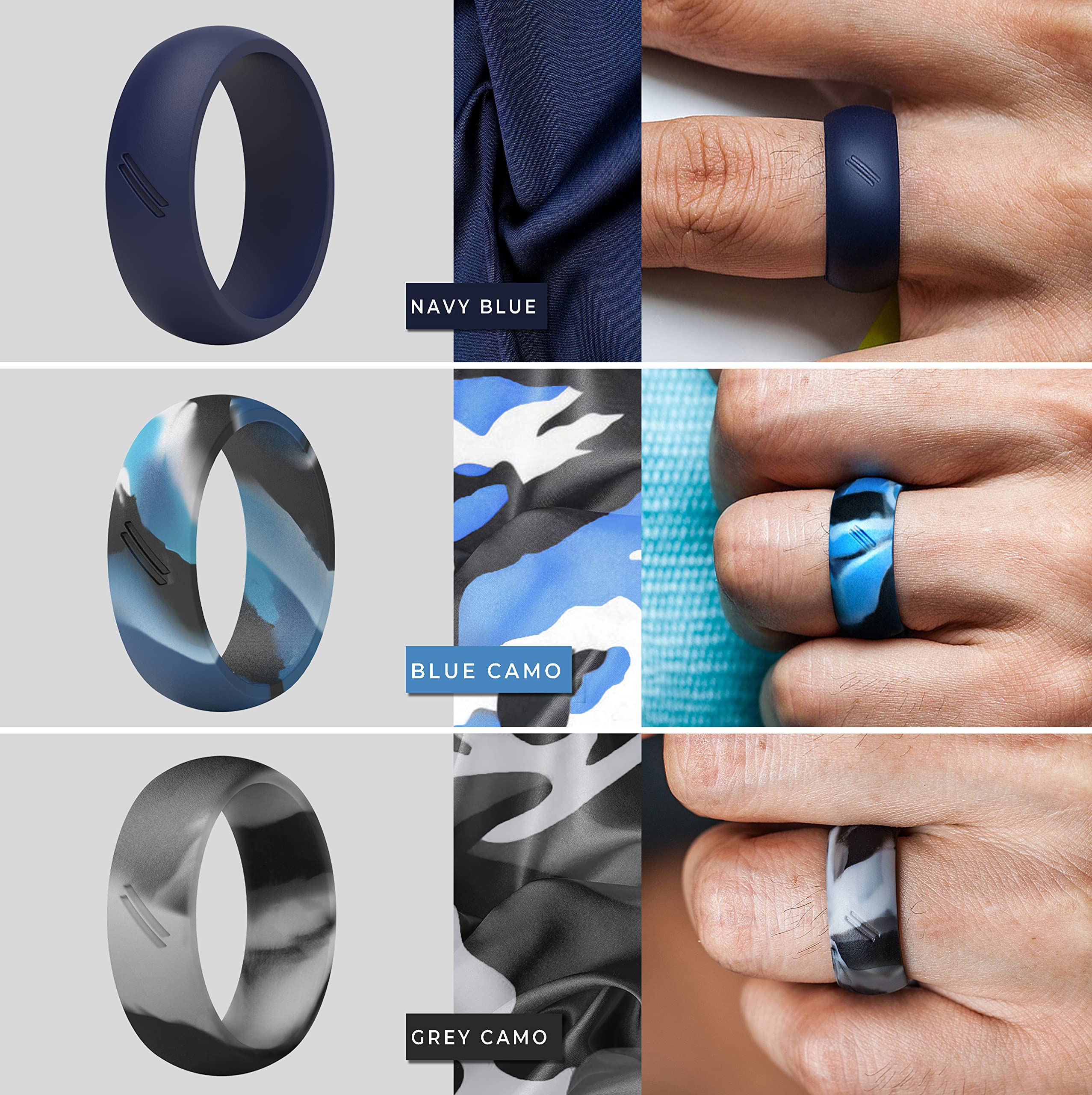 ThunderFit Silicone Wedding Bands for Men - 12 Pack Rubber Engagement Rings, 8.7mm Width & 2.5mm Thickness - Durable, Comfortable for Gym, Work, Travel & Outdoor Activities