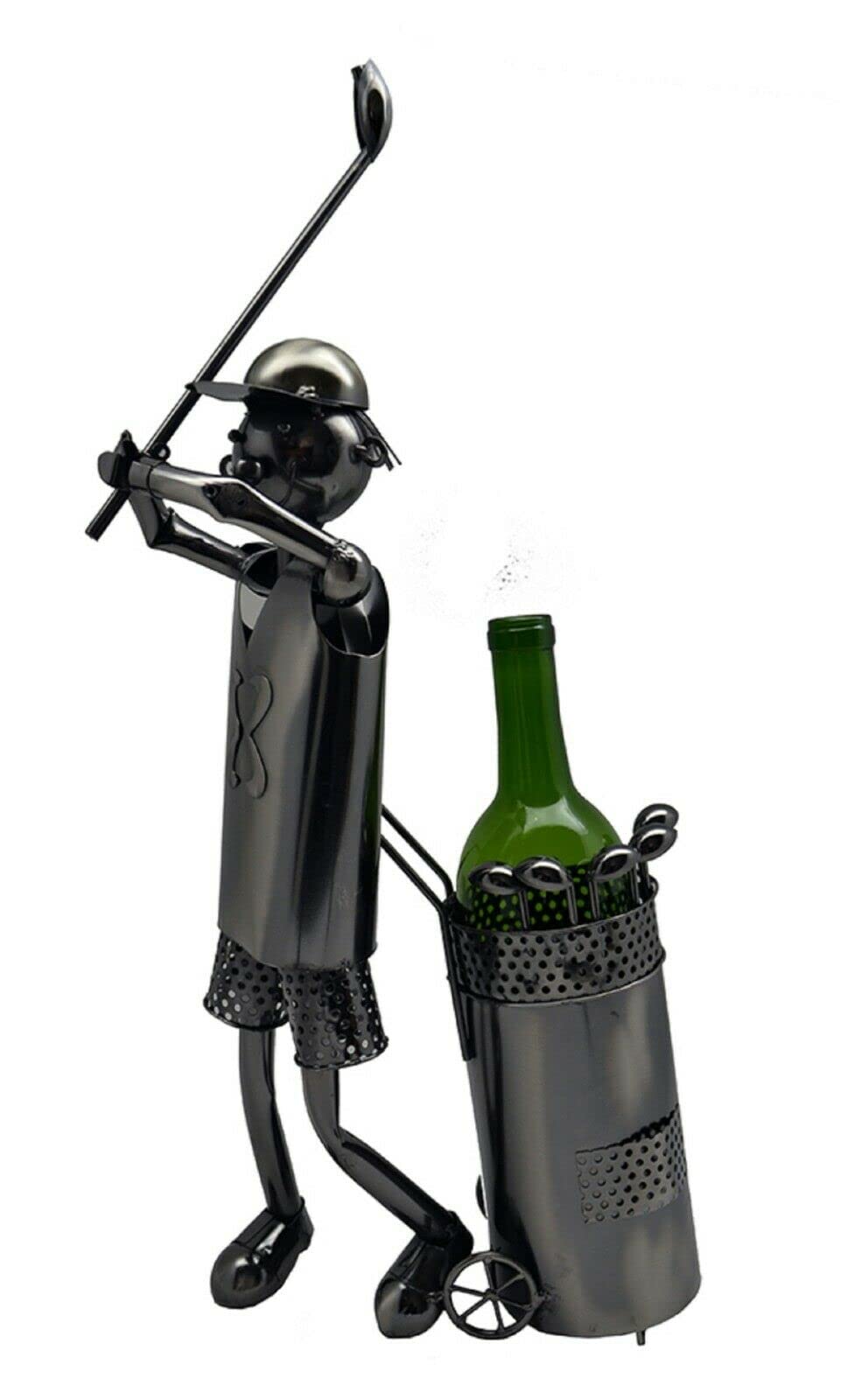 Premium Metal Golf Club Wine Bottle Holder - Unique Golfer Gift for Wine Enthusiasts - Perfect for Home Bars, Man Caves & Golf-Themed Parties