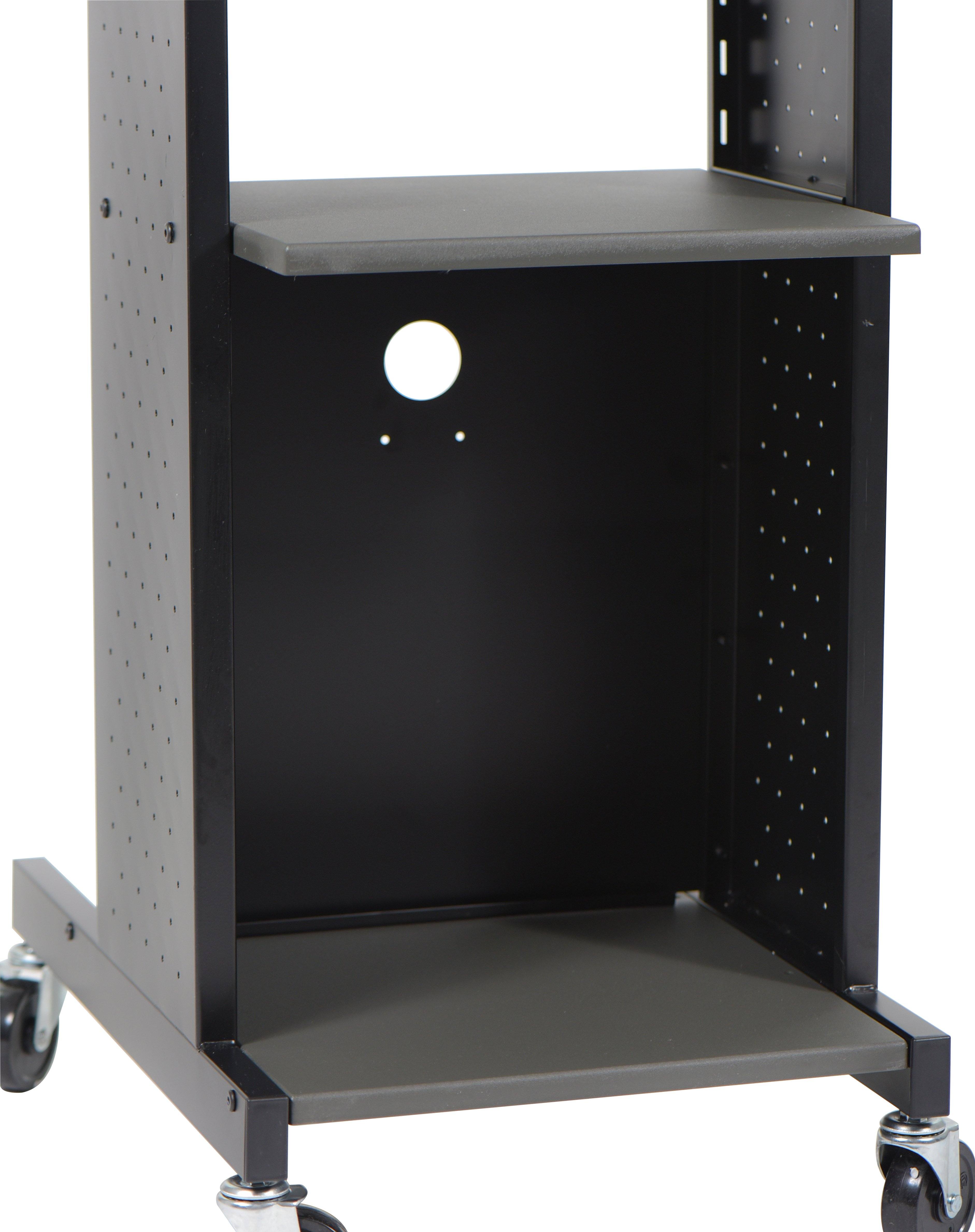 Luxor Gray 4-Shelf Mobile Presentation Cart - Rolling Storage Organizer for Office, Classroom, or Retail Display