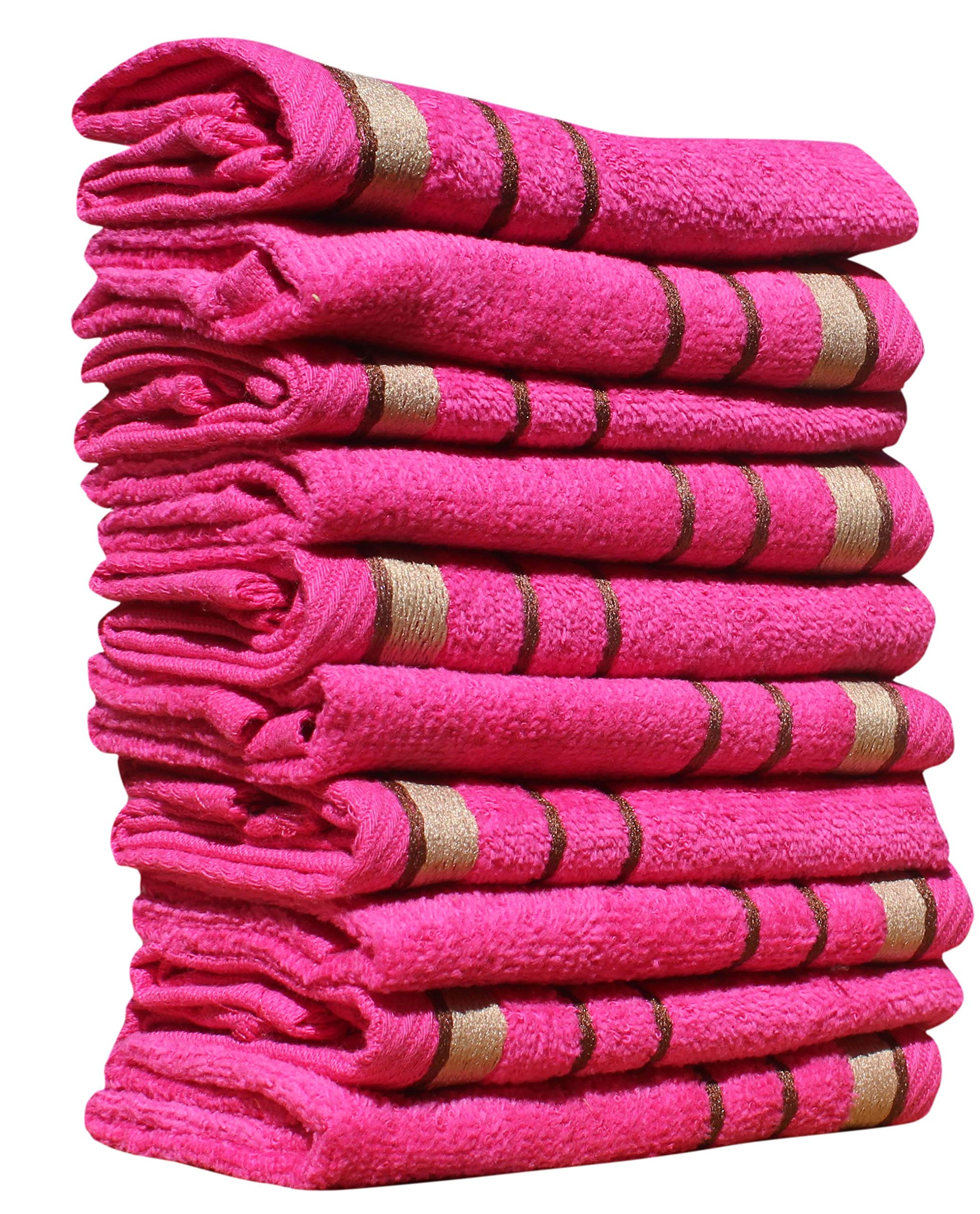 Premium 450 GSM Cotton Face Towels - Super Absorbent & Antibacterial, 10x10 Inches (Pack of 10, Dark Pink) - Ideal for Spa, Gym, Travel & Daily Skincare Routine