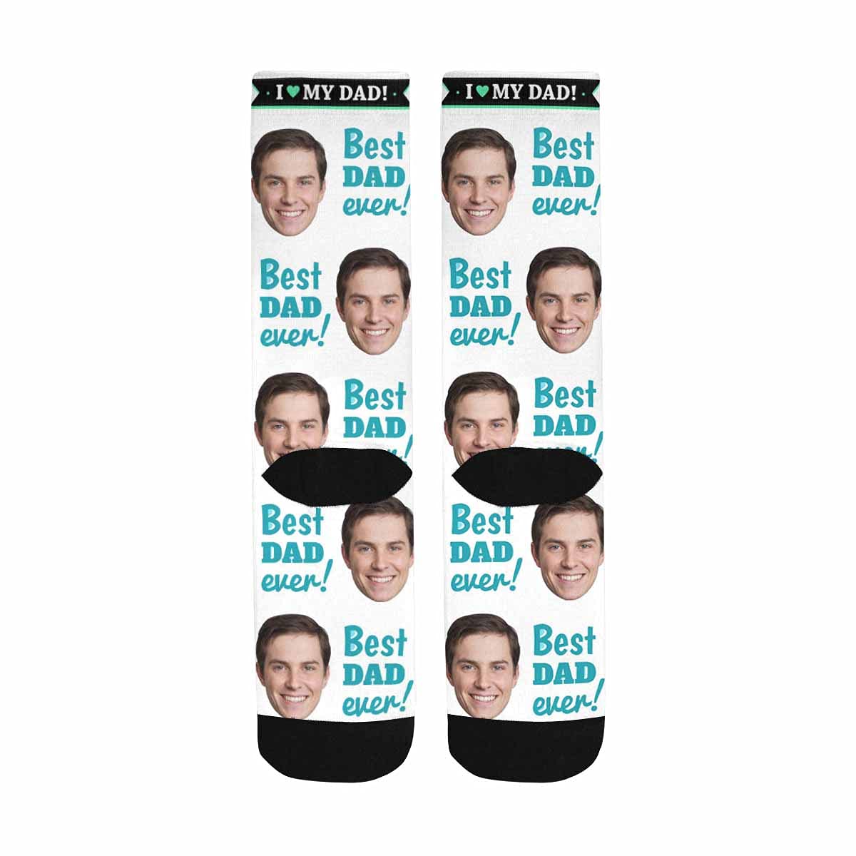 Custom Face Socks for Men - Personalized Father's Day Gift with 'Best Dad Ever' Text - Funny Novelty Socks for Gifts, Holidays & Special Occasions