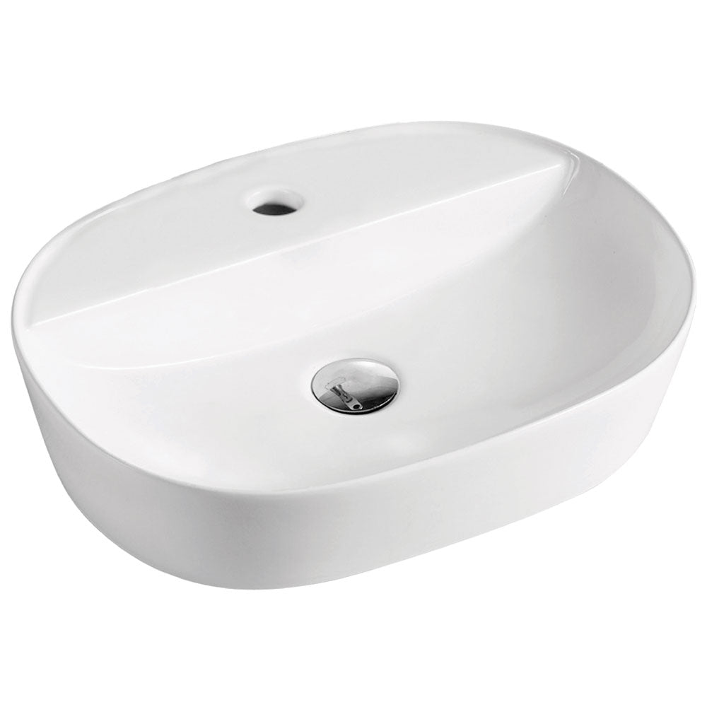 Fienza RB2202 Chica 500mm White Ceramic Above Counter Bathroom Sink - Perfect for Modern Vanities, Powder Rooms & Guest Bathrooms