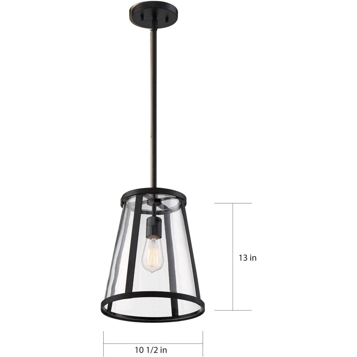 NUVO 60/6699 Bruge 1-Light Matte Black Pendant Light with Clear Glass Shade - 100W 120V - Perfect for Kitchen Island, Dining Room, or Entryway Lighting