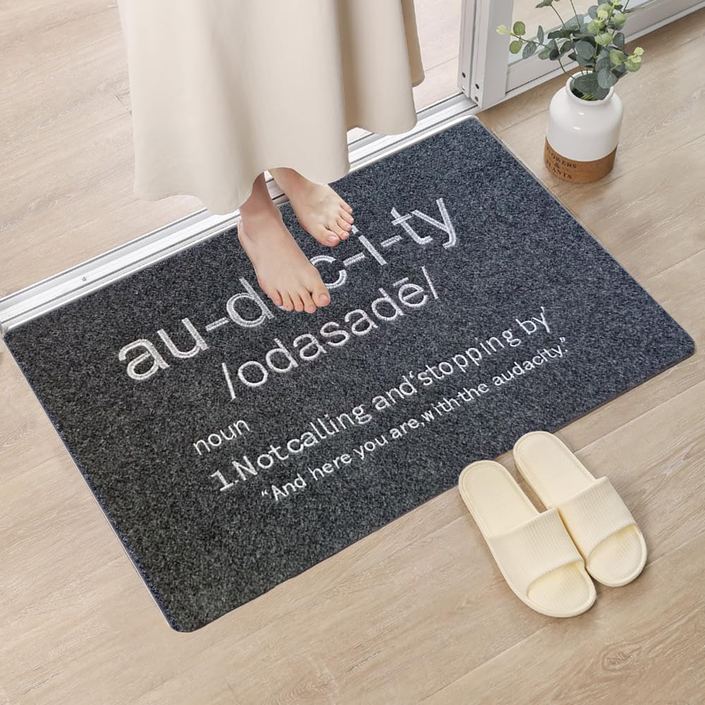 Funny Black Audacity Doormat - Non-Slip Rubber Backing Welcome Mat for Front/Back Door (30x18 Inches) - Perfect for Indoor/Outdoor Entryway, Porch & Patio Use