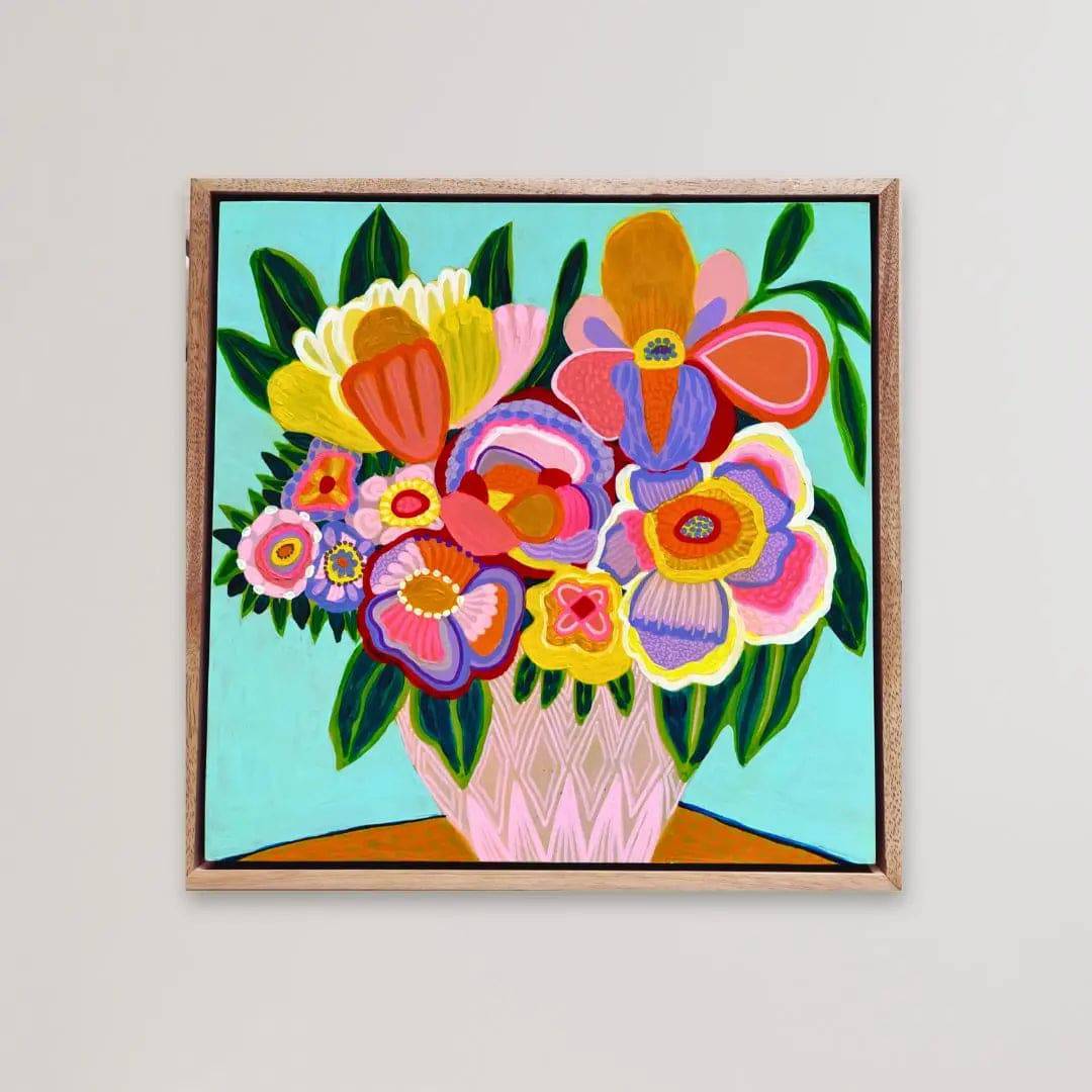 Spring Flowers in Pink Vase - Handmade Original Oil Painting - Wall Art Decor for Living Room, Bedroom & Office