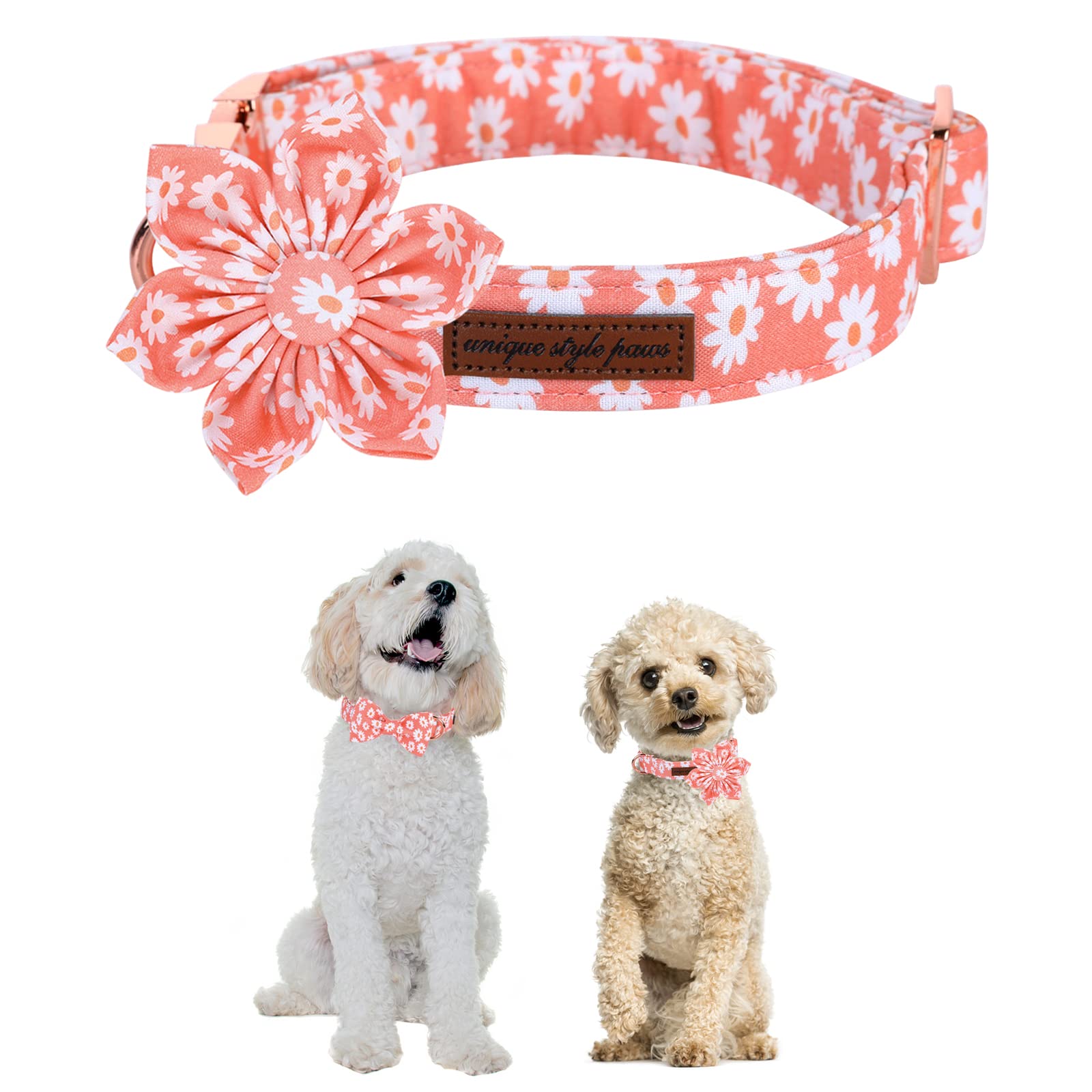Stylish Pink Daisy Flower Dog Collar with Adjustable Metal Buckle - Summer Pet Accessory for Small, Medium & Large Dogs - Perfect for Walks, Pet Photos & Special Occasions