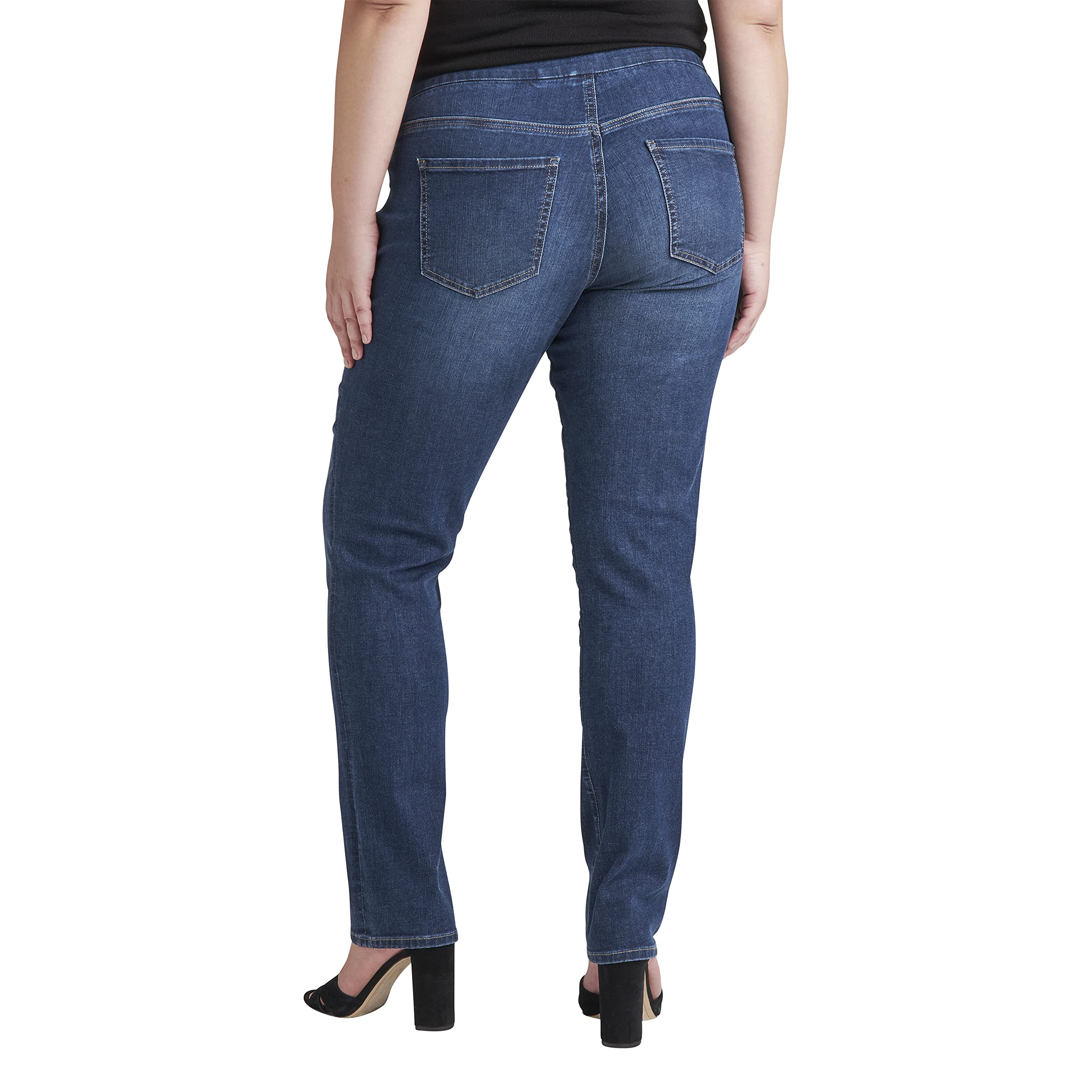 JAG Jeans for Women - Peri Mid Rise Straight Leg Pull-On Stretch Denim Pants | Comfortable & Stylish for Casual Wear, Office, and Everyday Outfits