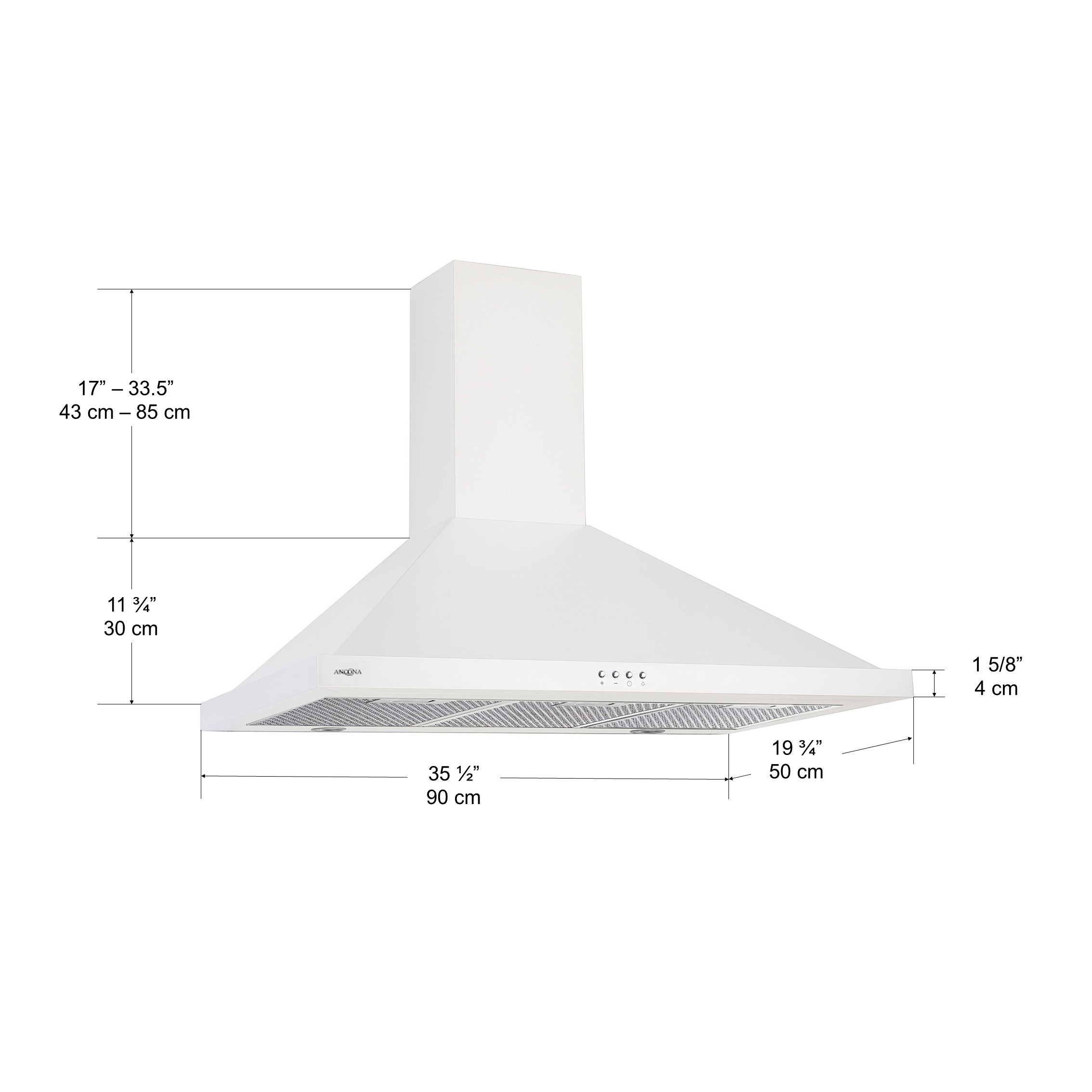 36 Inch Presto 450 CFM Ducted Wall Mount Range Hood - Powerful Kitchen Ventilation for Smoke, Grease & Odor Removal - Perfect for Home Cooking & Grilling
