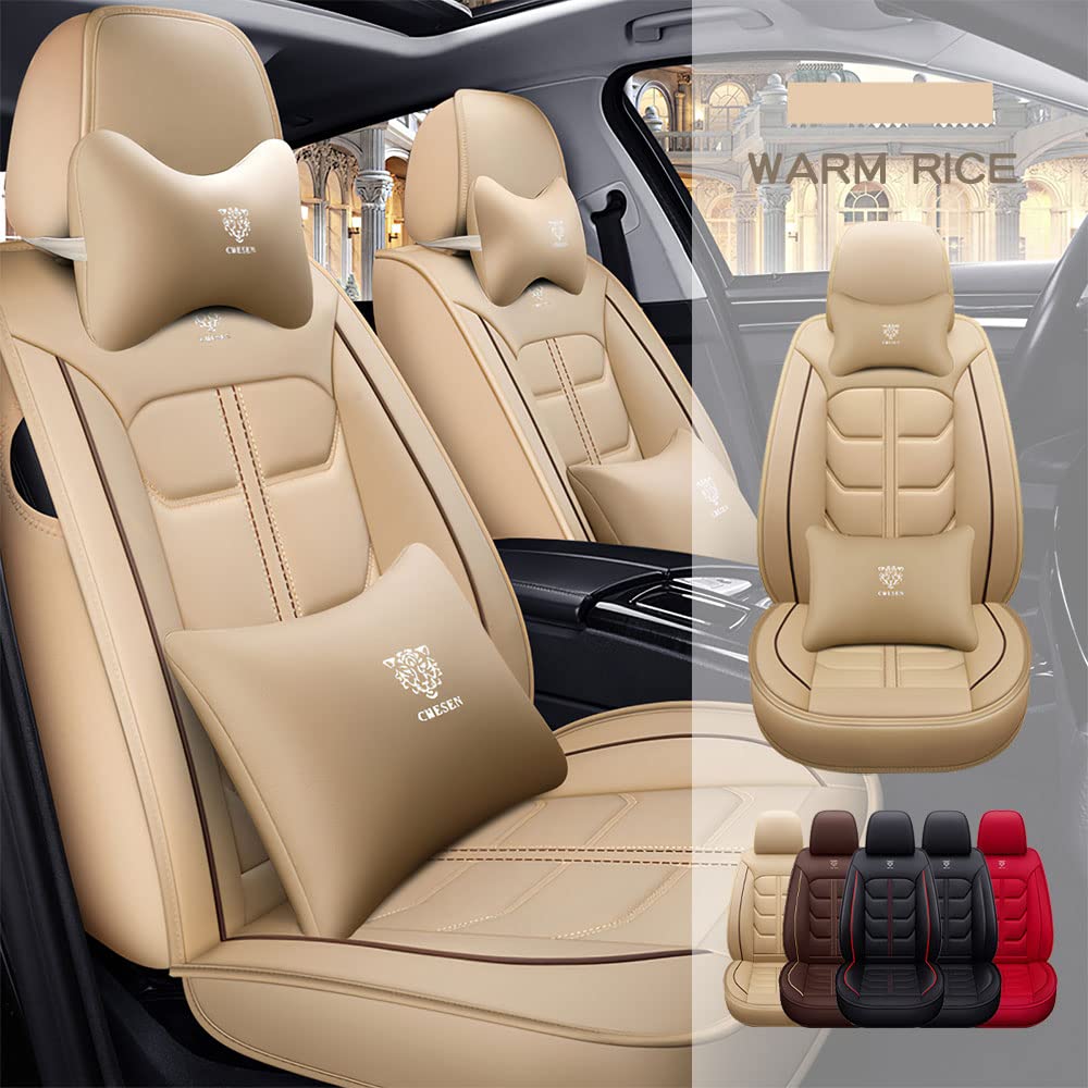 Premium PU Leather Waterproof Car Seat Covers for Mercedes-Benz A-Class 2004-2012 - Luxury Front Set in Beige | Custom Fit Vehicle Interior Accessories for Comfort & Protection | Perfect for Daily Commute, Road Trips & Car Maintenance