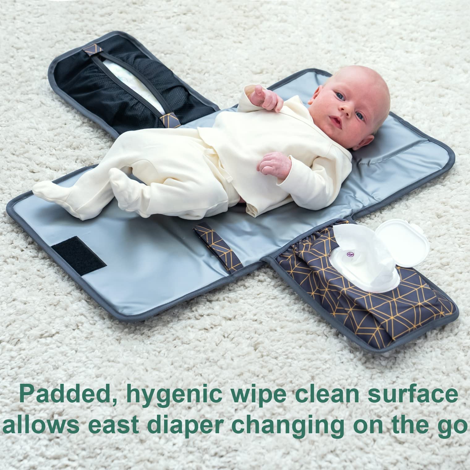 Lil Fox Portable Baby Changing Pad - Waterproof Diaper Changing Mat for Travel, Nursery & On-the-Go | Newborn Essentials & Baby Shower Gifts | Fits Diaper Bags & Changing Tables | Unisex Infant Care Accessory