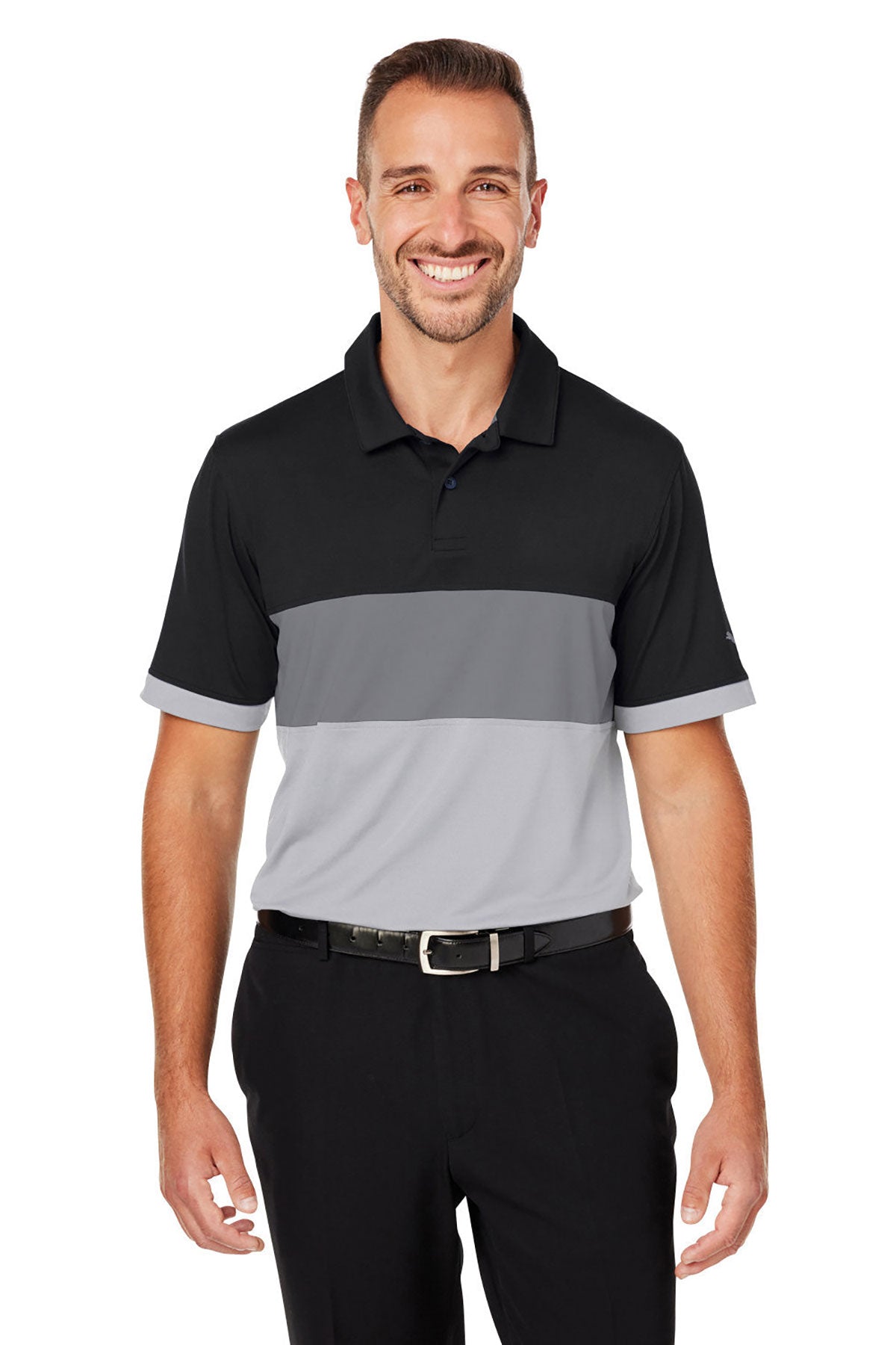 Custom Puma Men's Cloudspun Highway Polo Shirt - Breathable Performance Golf & Casual Wear - Puma Black - Perfect for Golf, Work & Everyday Style