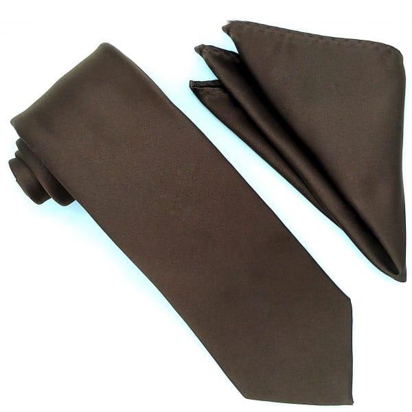 Elegant Brown Silk Tie & Pocket Square Set for Men - Perfect for Weddings, Business & Formal Events