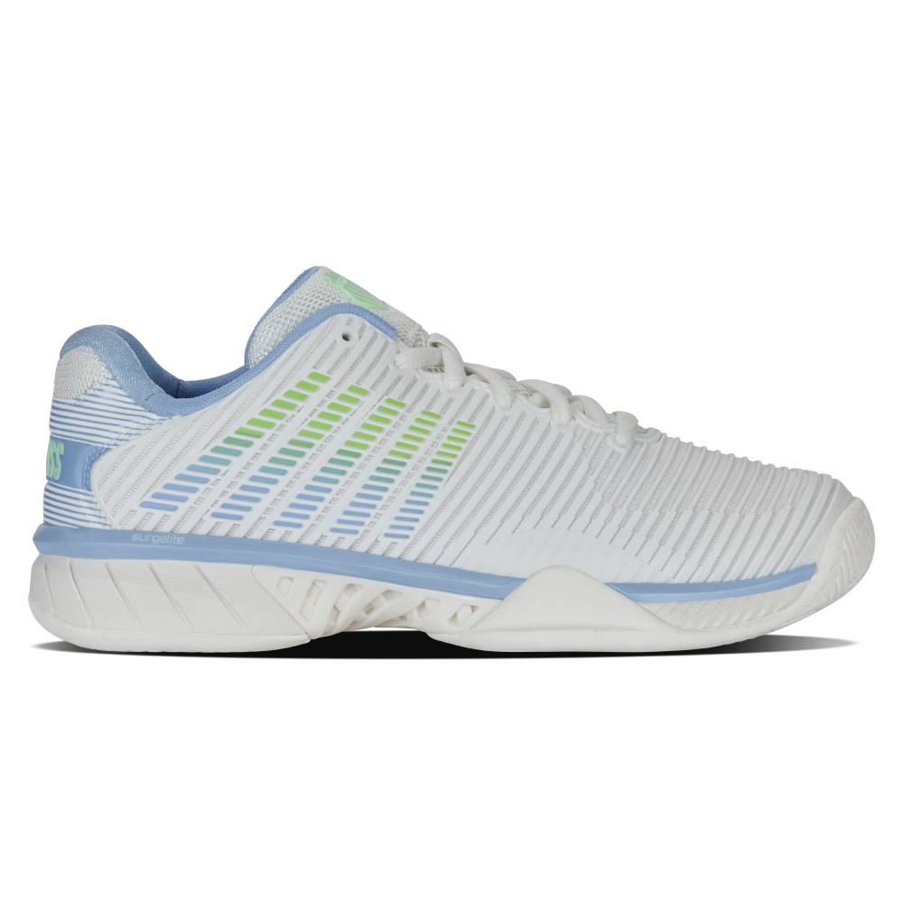 K Swiss Hypercourt Express 2 Women's Tennis Shoes - Lightweight & Durable for Court Performance - Lucent White/Dutch Canal - Perfect for Tennis, Pickleball & Casual Wear