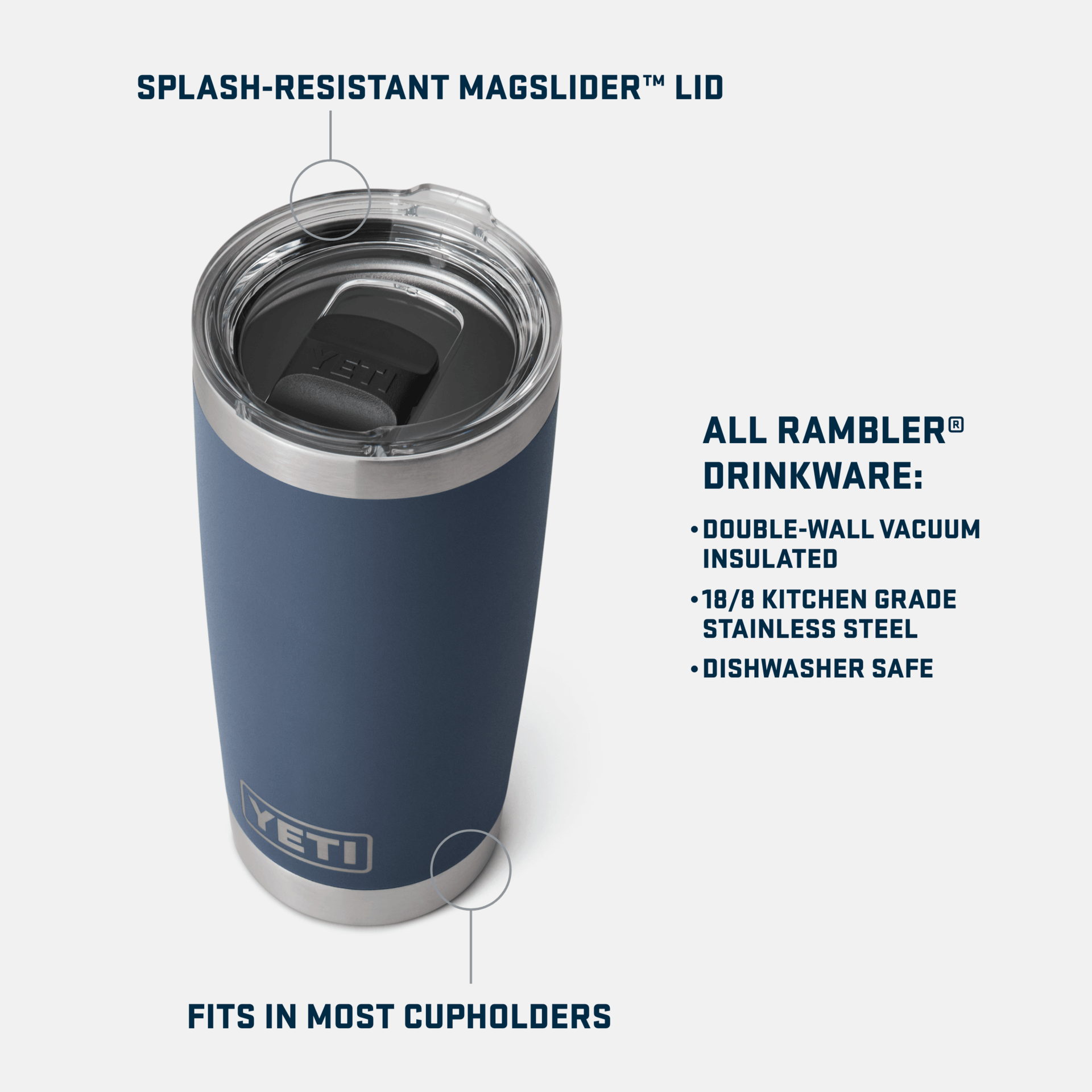20 oz Rambler® Insulated Tumbler with MagSlider™ Lid - Rescue Red | Leak-Proof Stainless Steel Travel Mug for Hot & Cold Drinks | Perfect for Office, Gym, Hiking & Road Trips