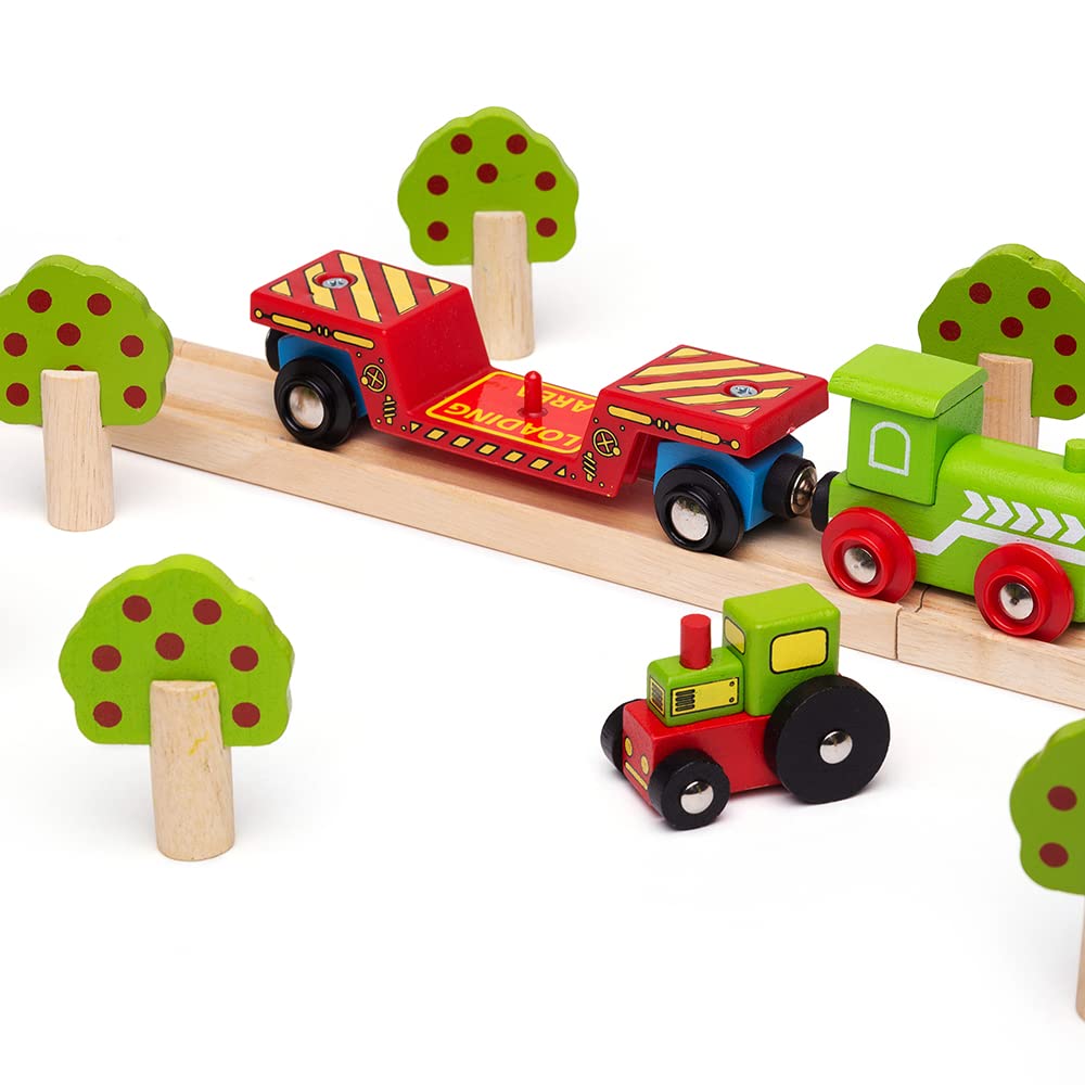 Bigjigs Rail Low Floor Wagon for Tractor Toy - Perfect for Kids' Train Sets and Imaginative Play