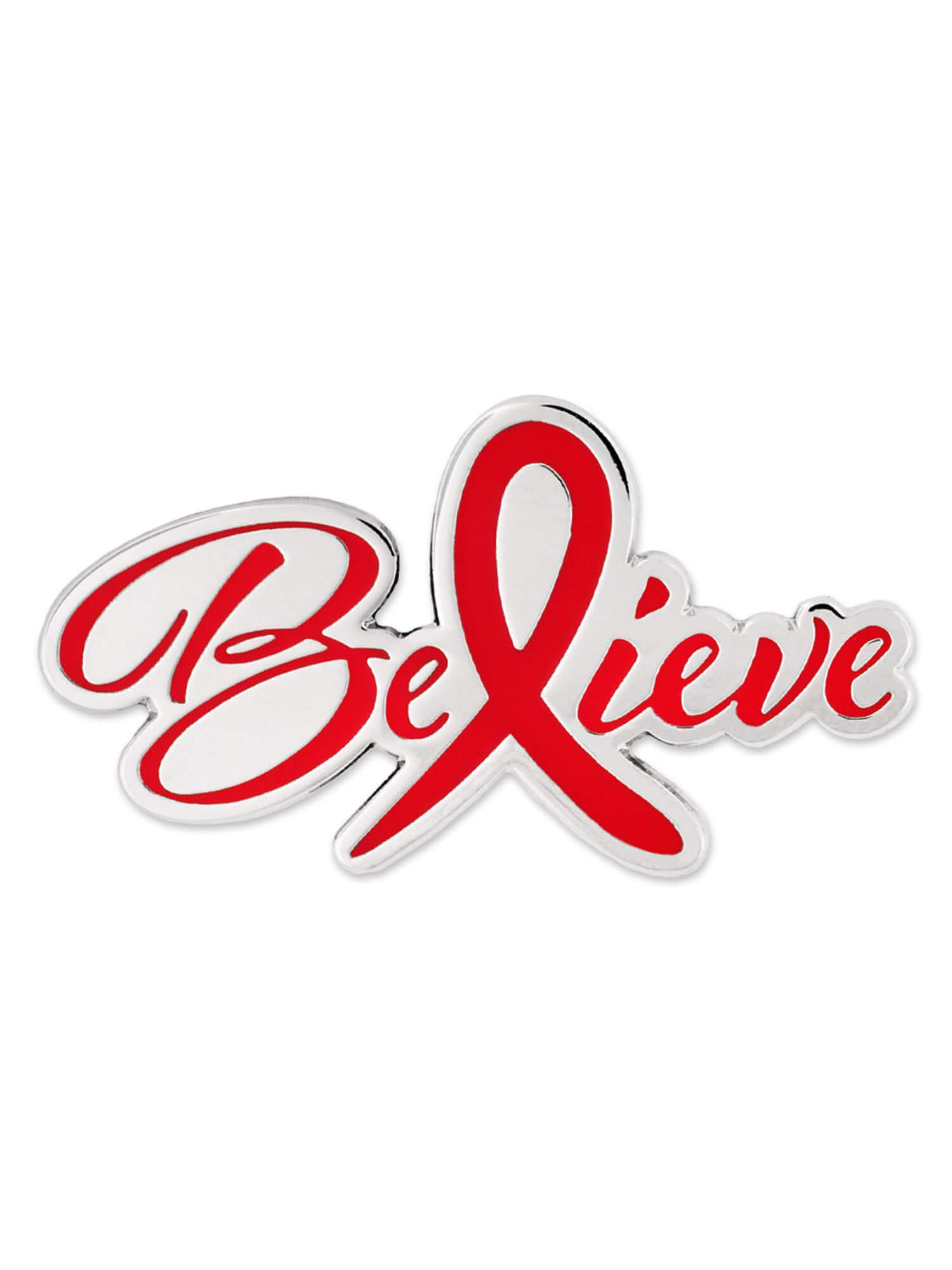 PinMart Believe Red Awareness Ribbon Enamel Lapel Pin - Support Causes, Show Solidarity - Perfect for Charity Events, Fundraisers & Everyday Wear