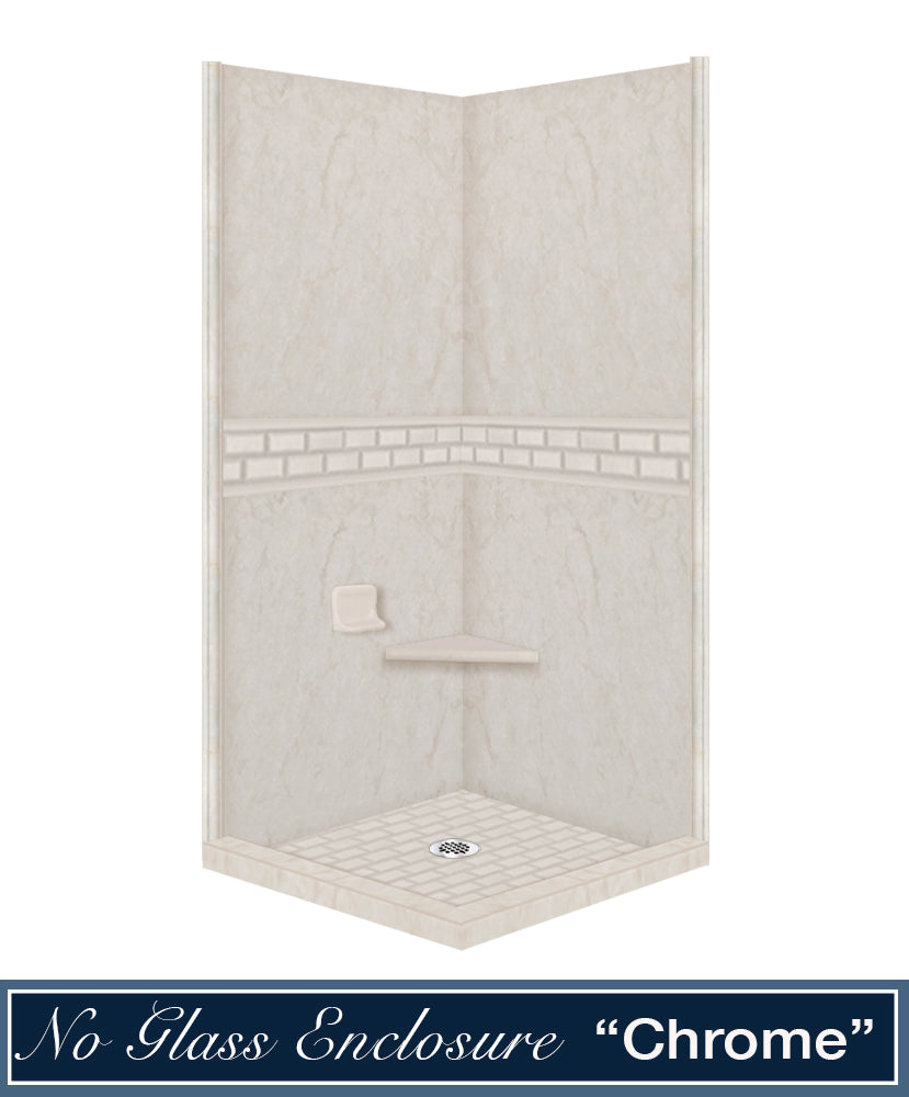 Rafe Marble Subway Corner Shower Kit - Waterproof Bathroom Shower Panel System for Modern Luxury Home & Spa Renovation