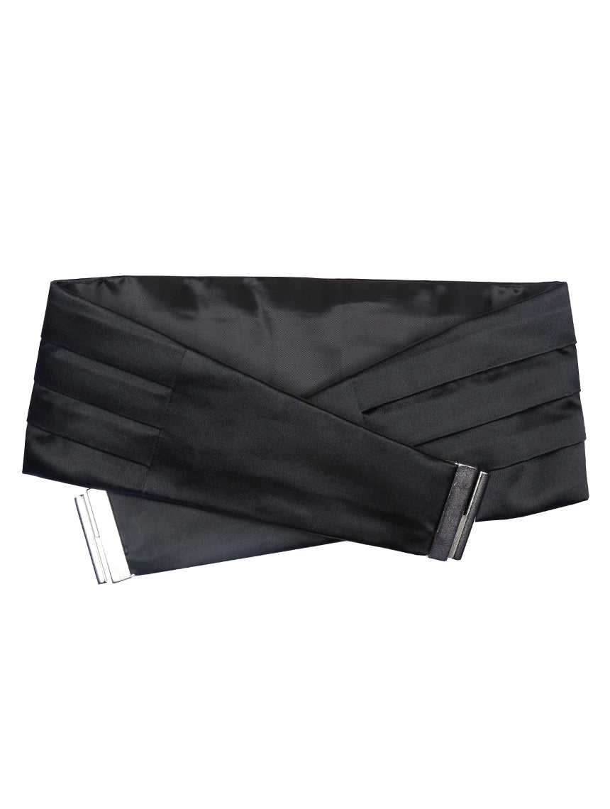 DÉCLIC Black Silk Cummerbund for Men - Elegant Formal Waistband for Weddings, Tuxedos & Black Tie Events