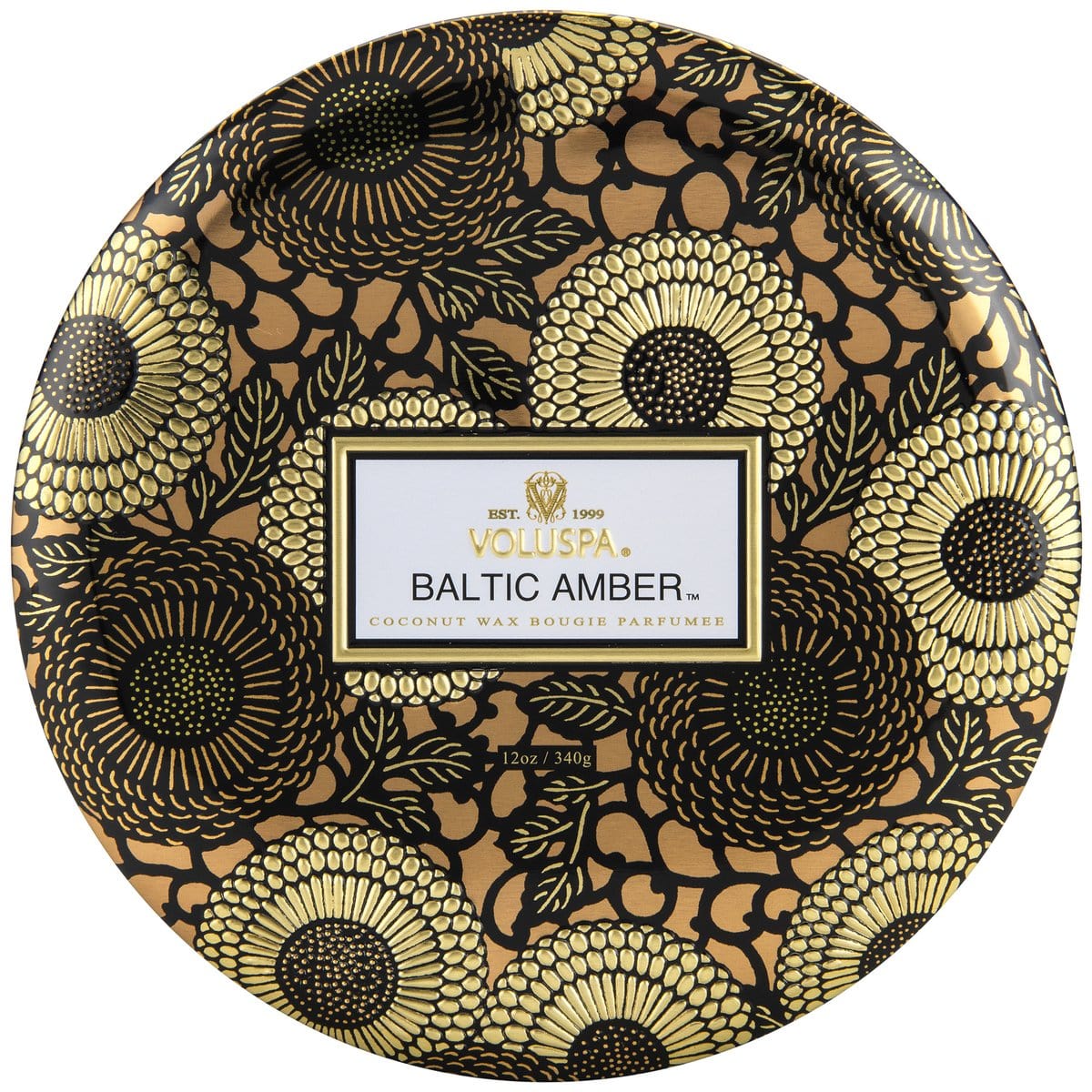 Natural Baltic Amber 3-Wick Soy Wax Candle in Tin - Perfect for Relaxation, Aromatherapy & Home Decor