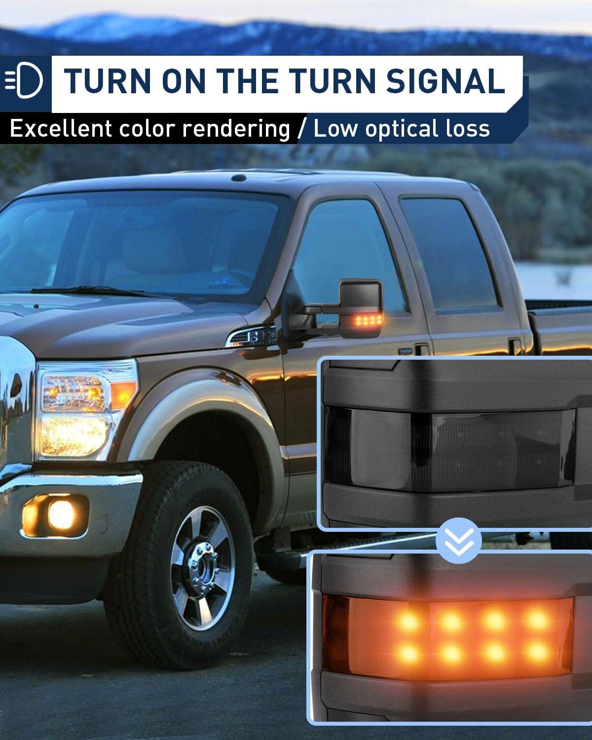ECCPP Power Heated Towing Mirrors with Puddle Lights & Turn Signal - Replacement for Chevy Silverado/GMC Sierra 2007-2013 (Black Housing) - Perfect for Towing, Off-Roading & Night Driving