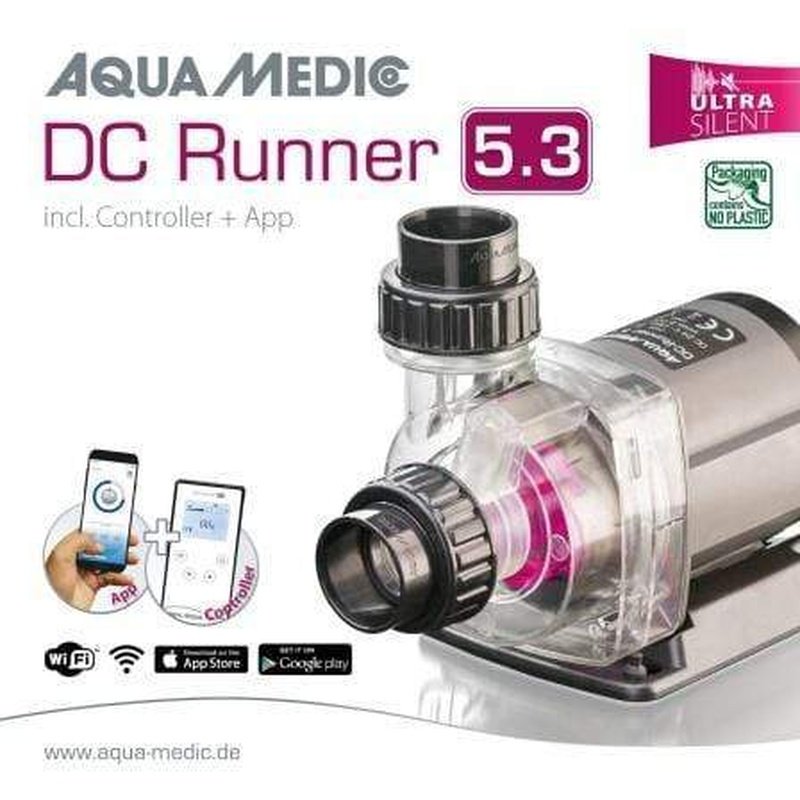 Aqua Medic DC Runner 5.3 App Controlled Water Pump - Quiet Submersible Pump for Aquariums, Ponds & Hydroponics | Remote Control via Smartphone App