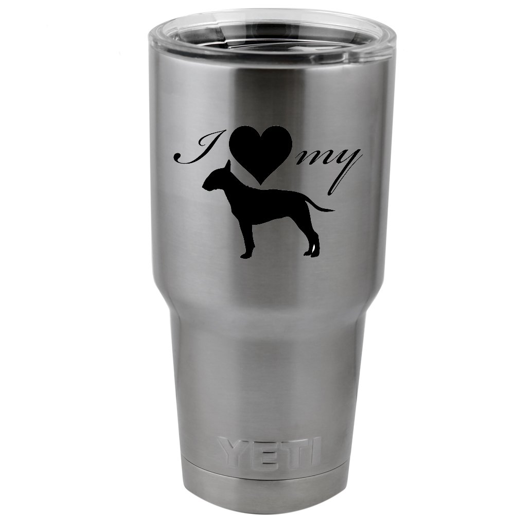 I Love My Bull Terrier Dog Silhouette Heart Vinyl Sticker Decal - 4