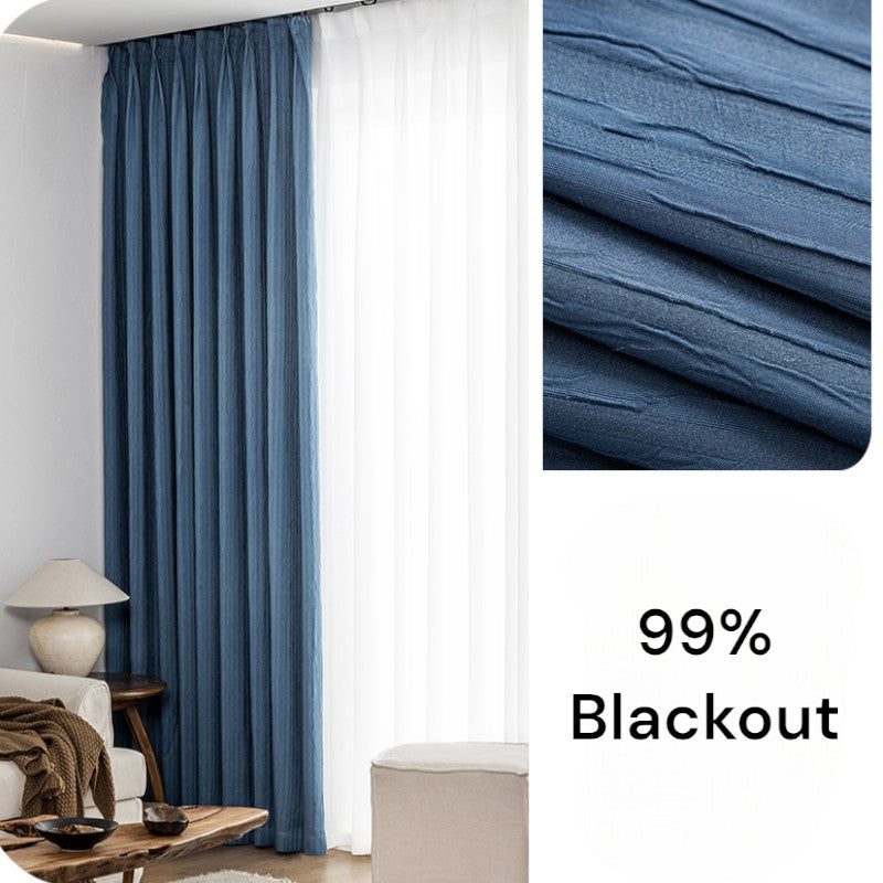 Elsie Embossed Jacquard 100% Blackout Custom Curtains - Thermal Insulated Window Drapes for Bedroom & Living Room - Noise Reducing Room Darkening Curtain Panels